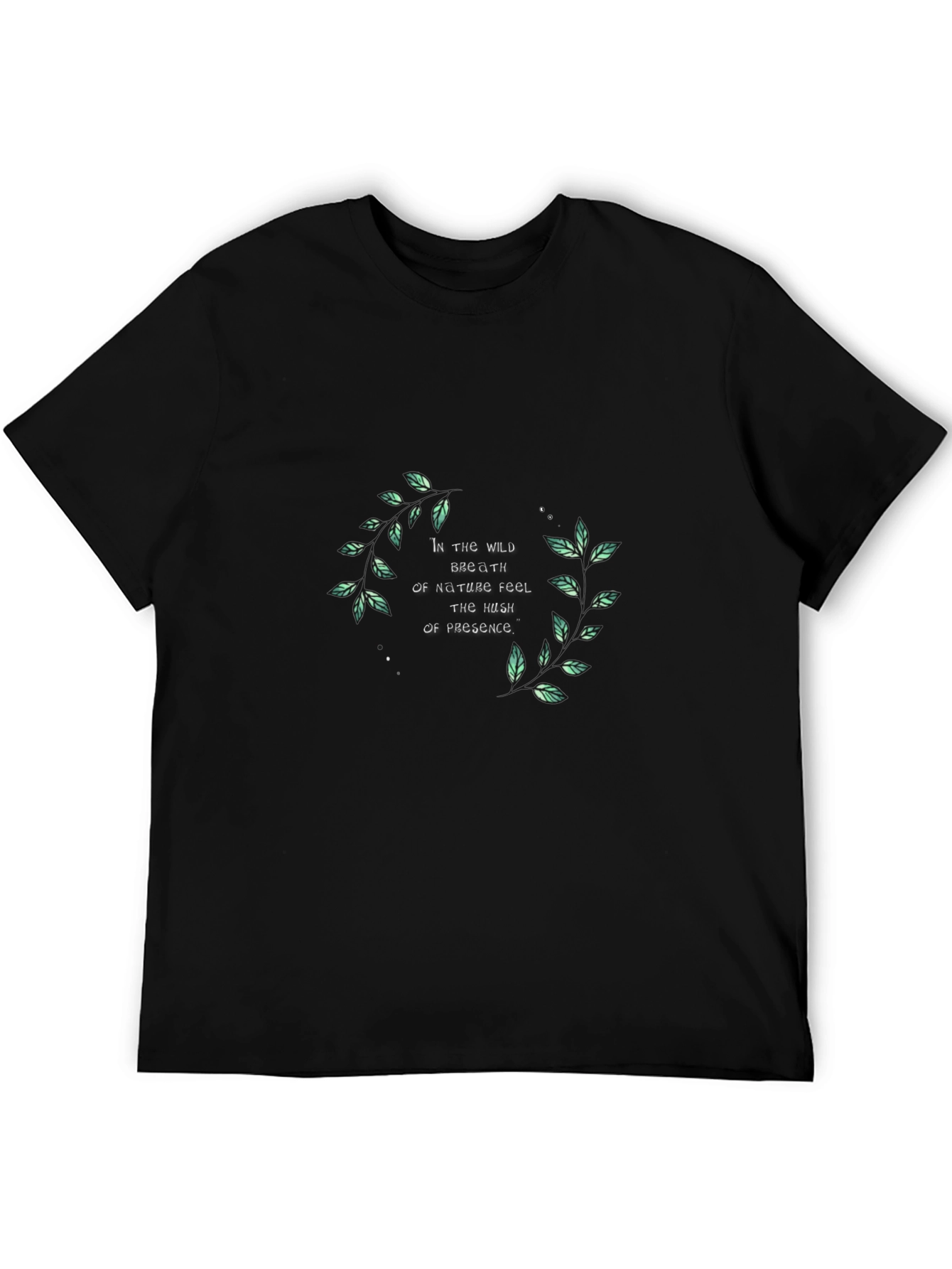 Black Nature-Inspired Tee: Wild Breath, High Presence view 5