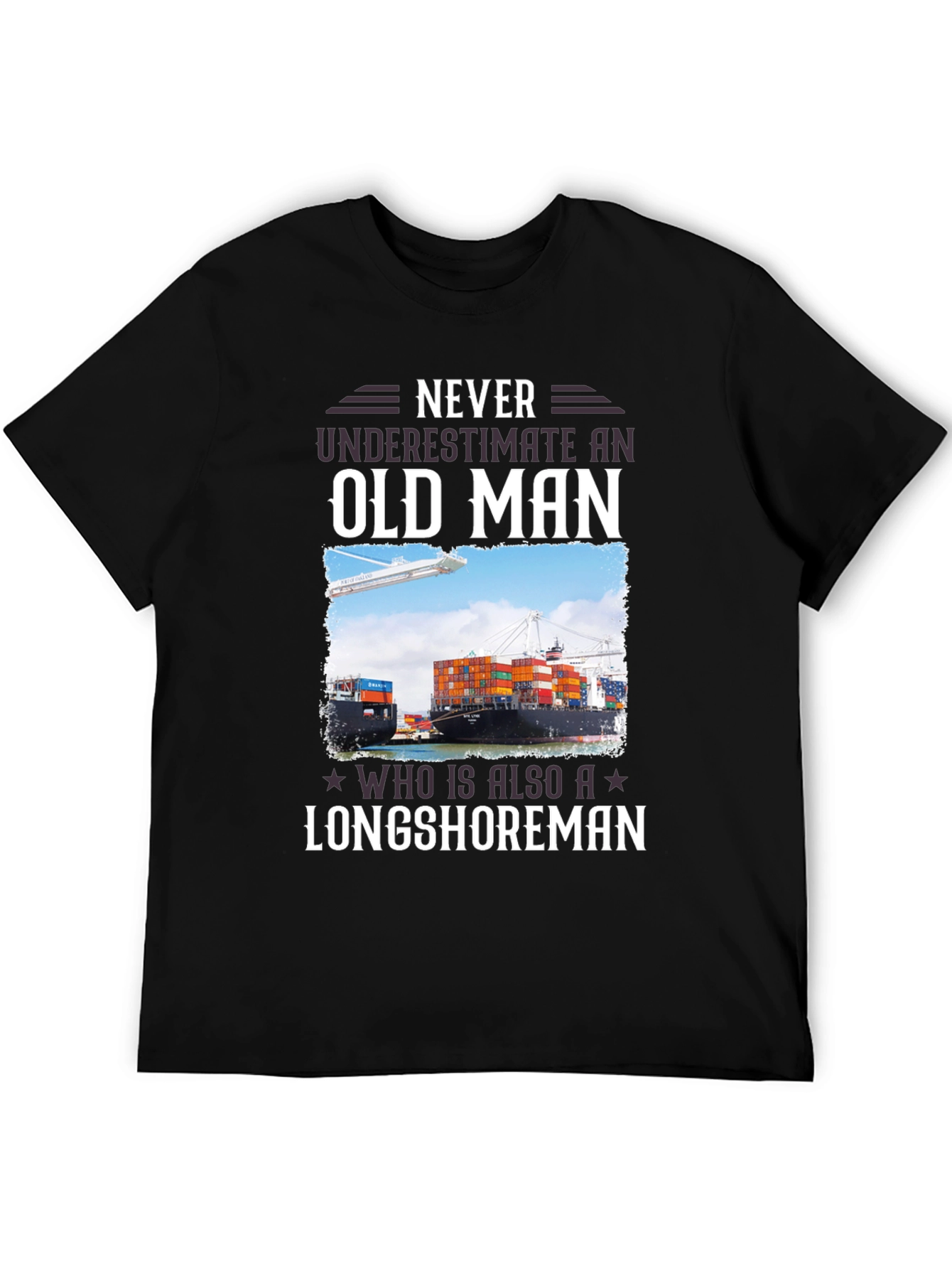 Black Longshoreman Old Man Graphic T-Shirt view 5
