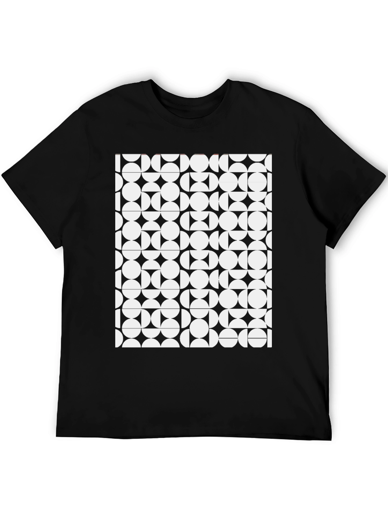 Black Geometric Pattern Black T-Shirt view 5