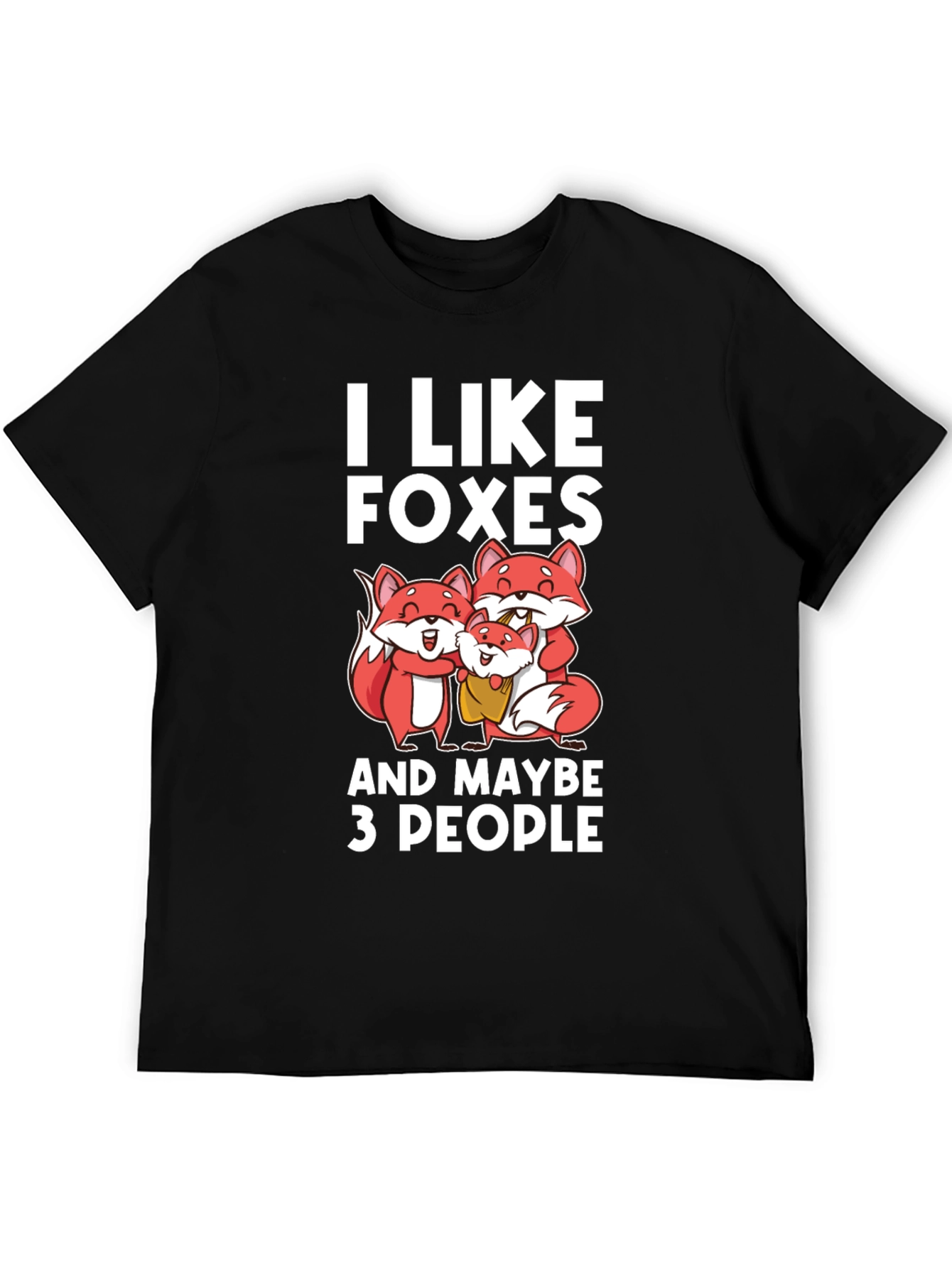 Black I Like Foxes Funny Graphic T-Shirt view 5