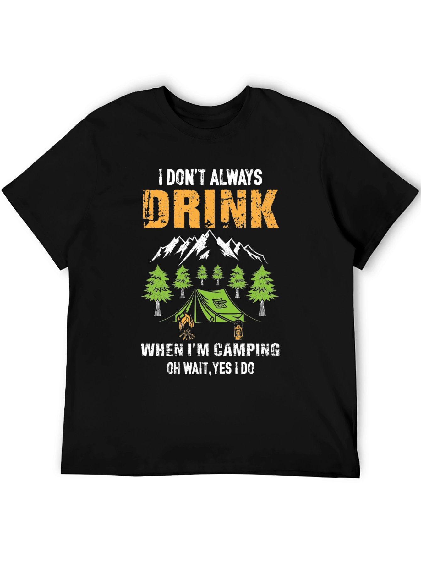 Black Funny Camping & Drinking T-Shirt view 5