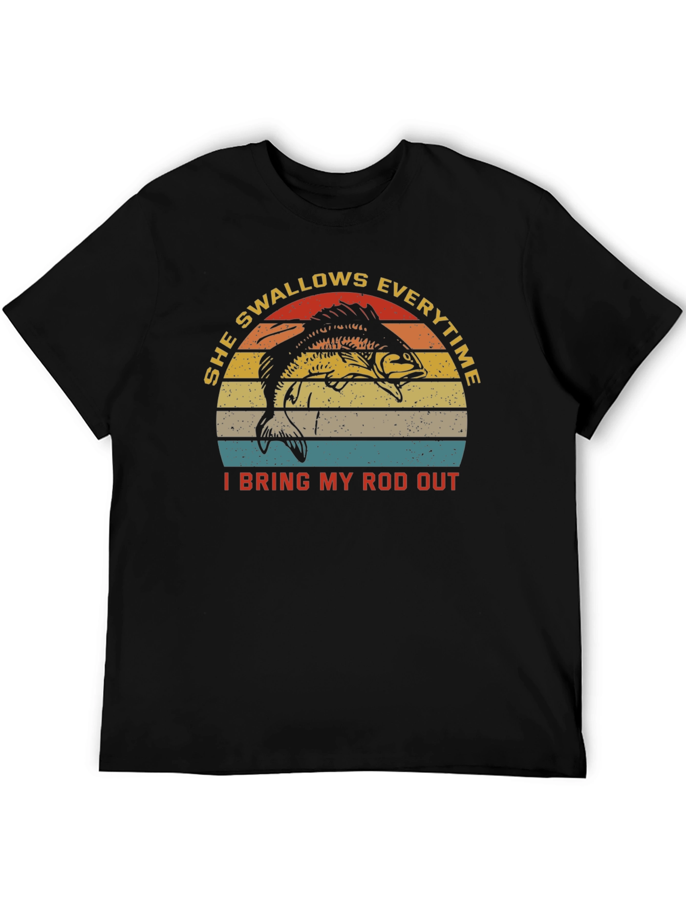 Black She Swallows Everytime Fishing T-Shirt view 5
