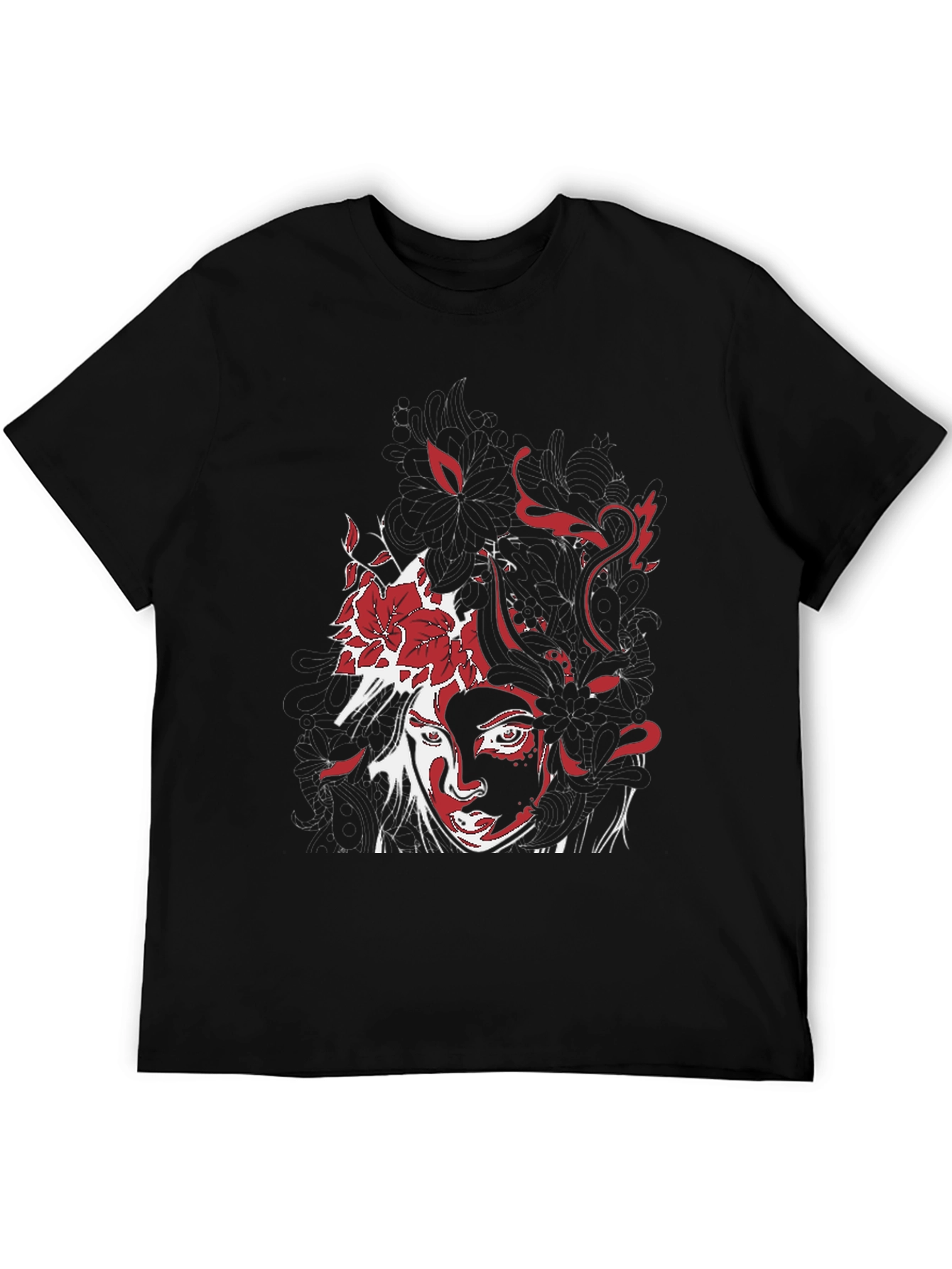 Black Artistic Graphic Print Black T-Shirt view 5