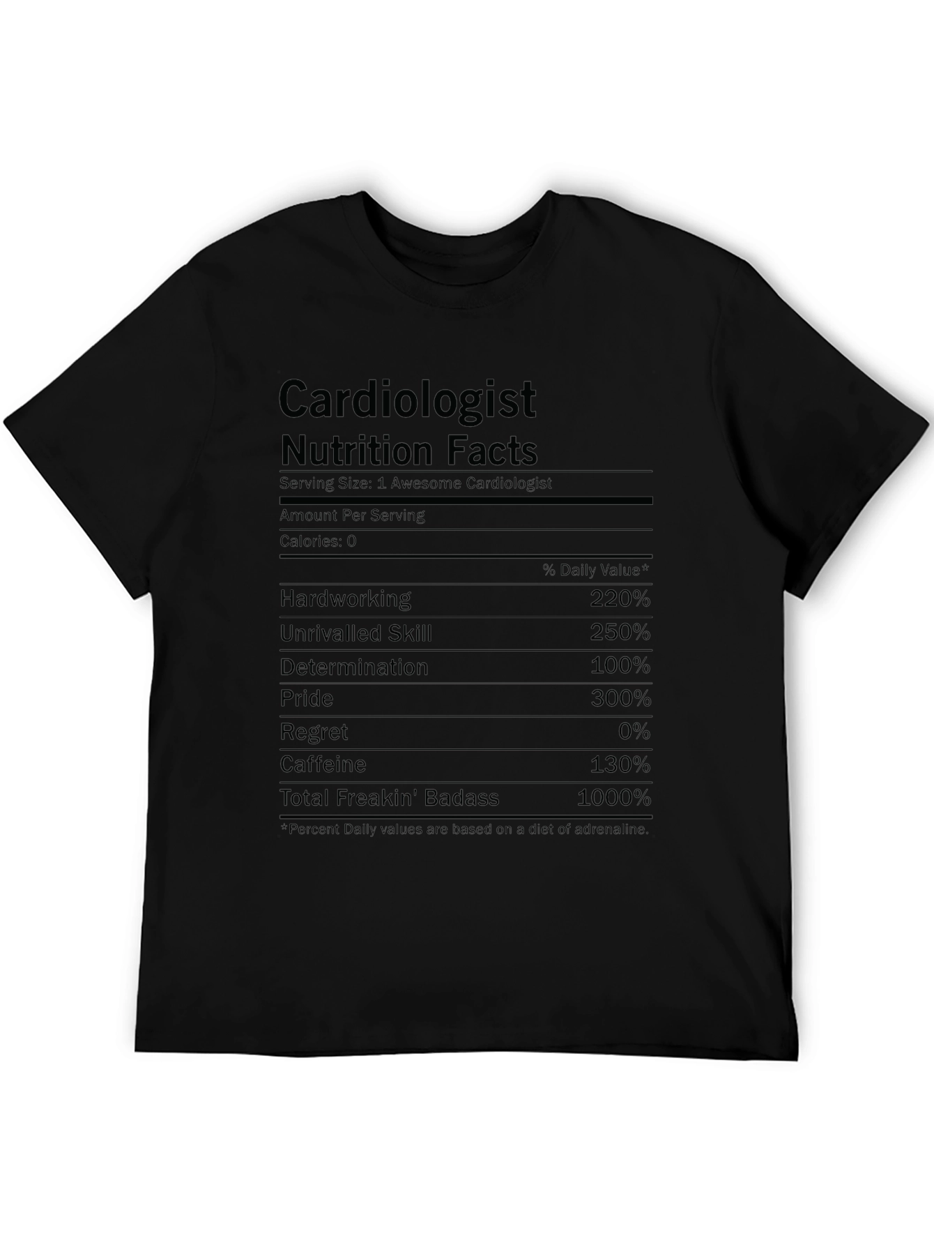 Black Cardiologist Nutrition Facts T-Shirt view 5