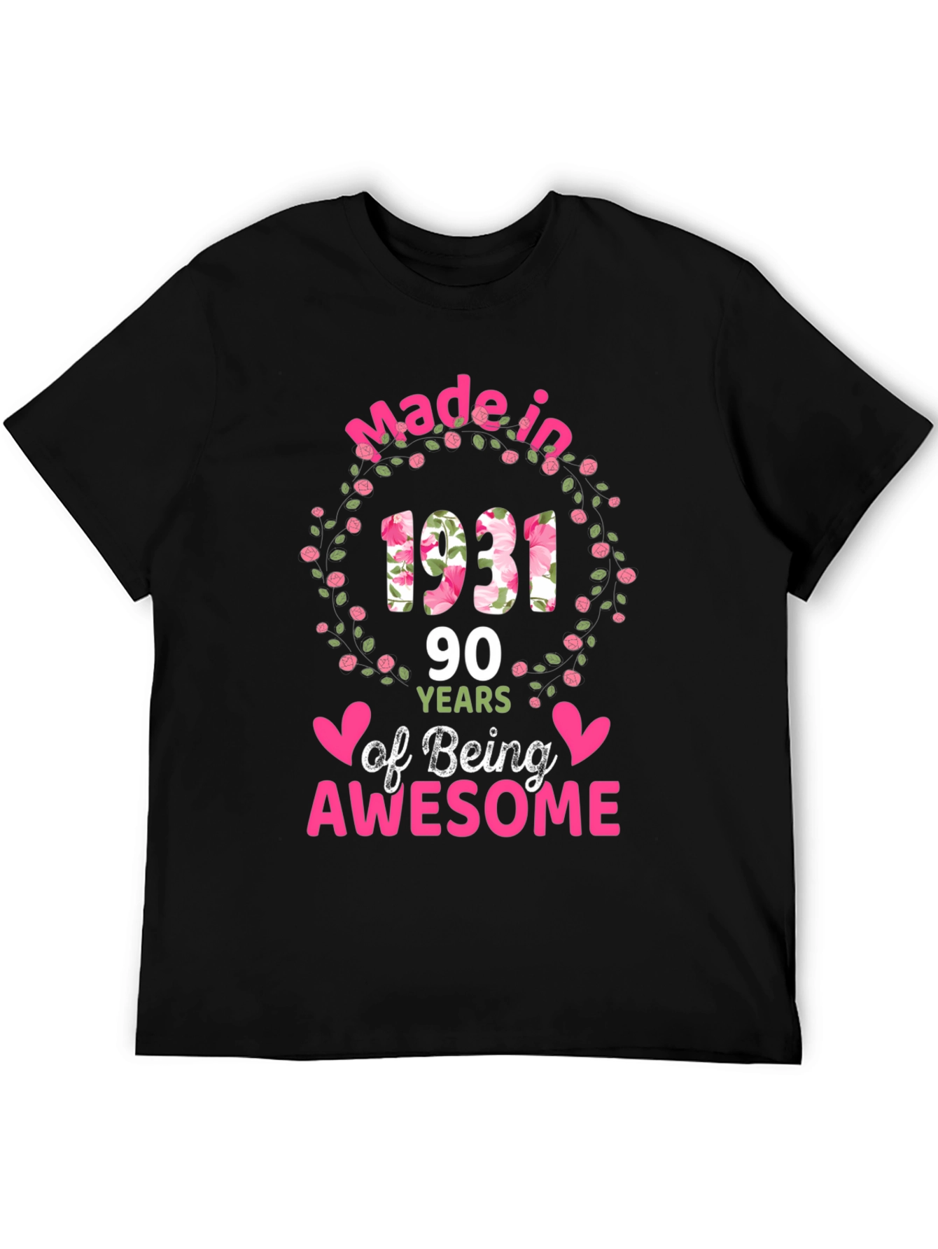 Black Made in 1931 90 Years of Being Awesome T-Shirt view 5