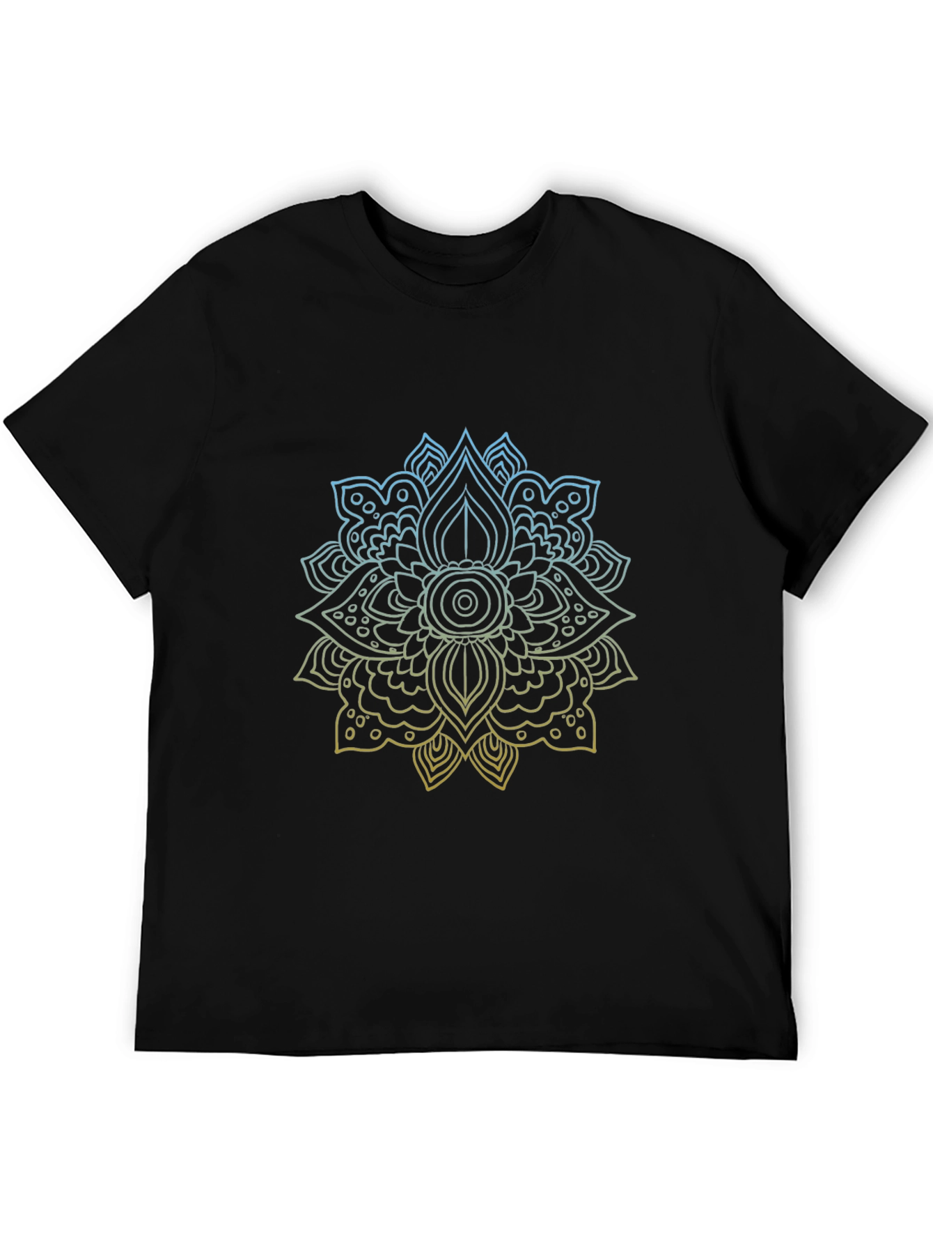 Black Geometric Mandala Print Black T-Shirt view 5