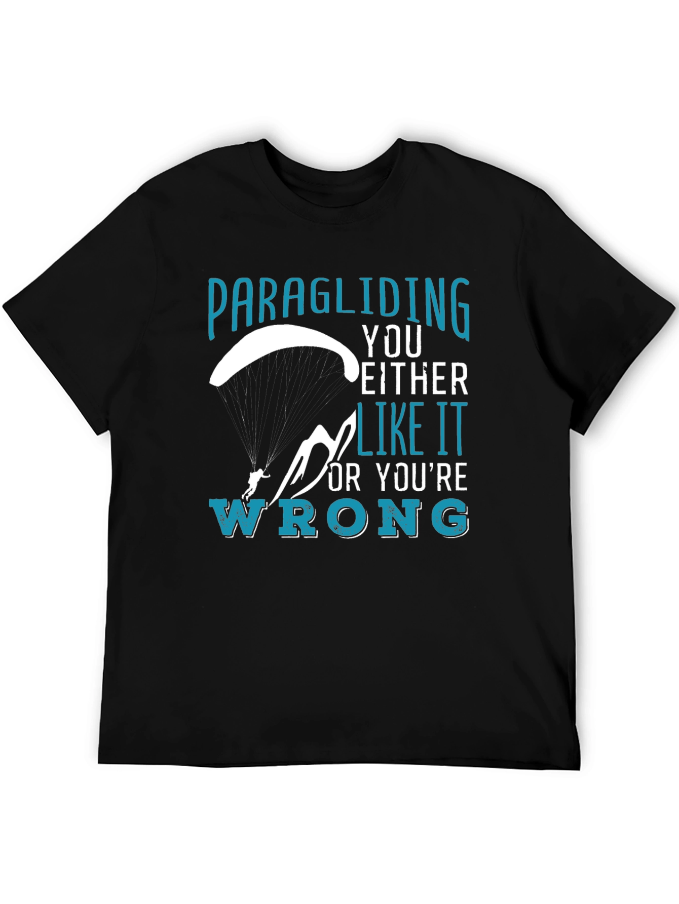 Black Paragliding Enthusiast Graphic Tee view 5