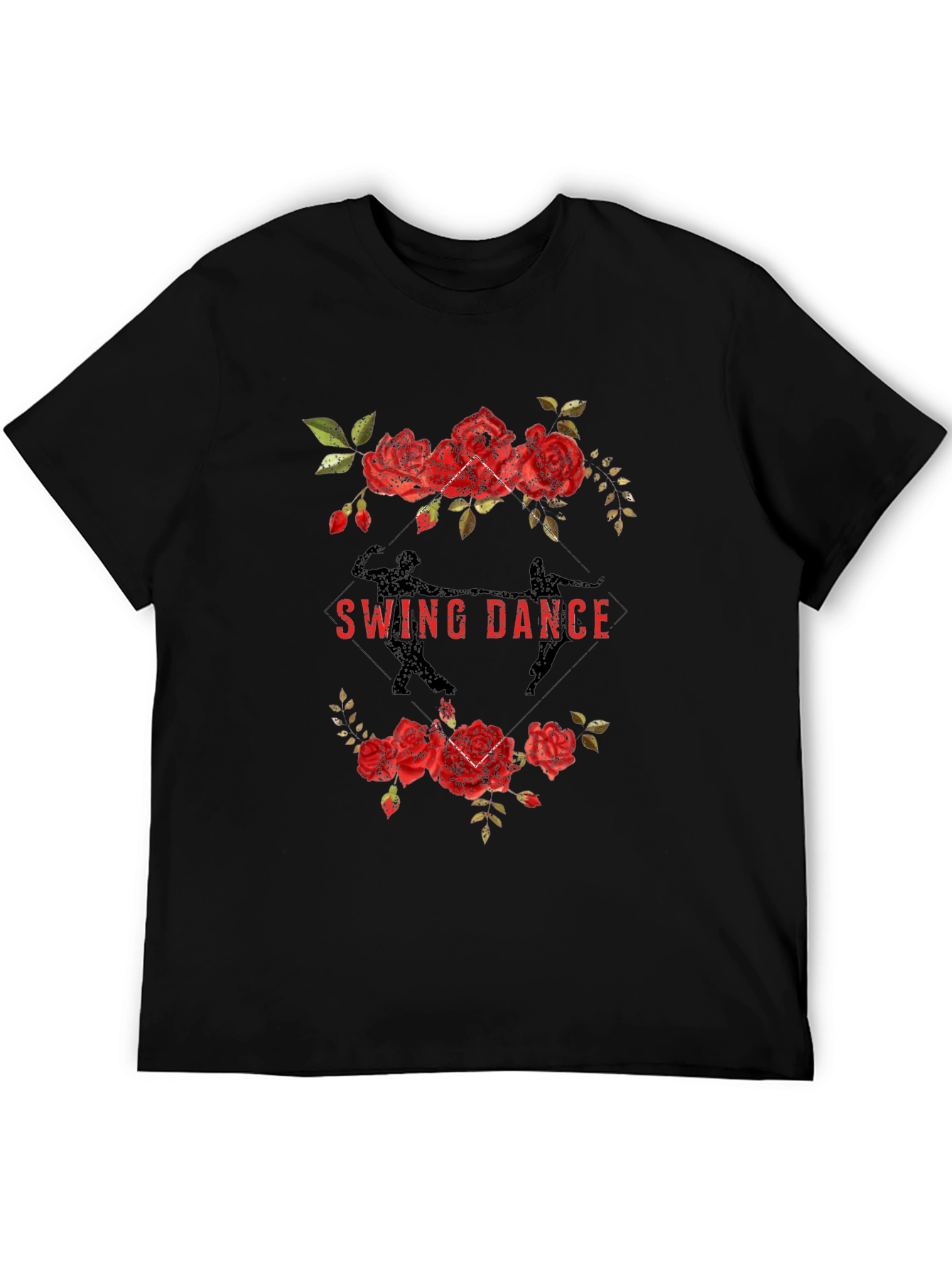 Black Swing Dance Floral Graphic Tee - Black view 5