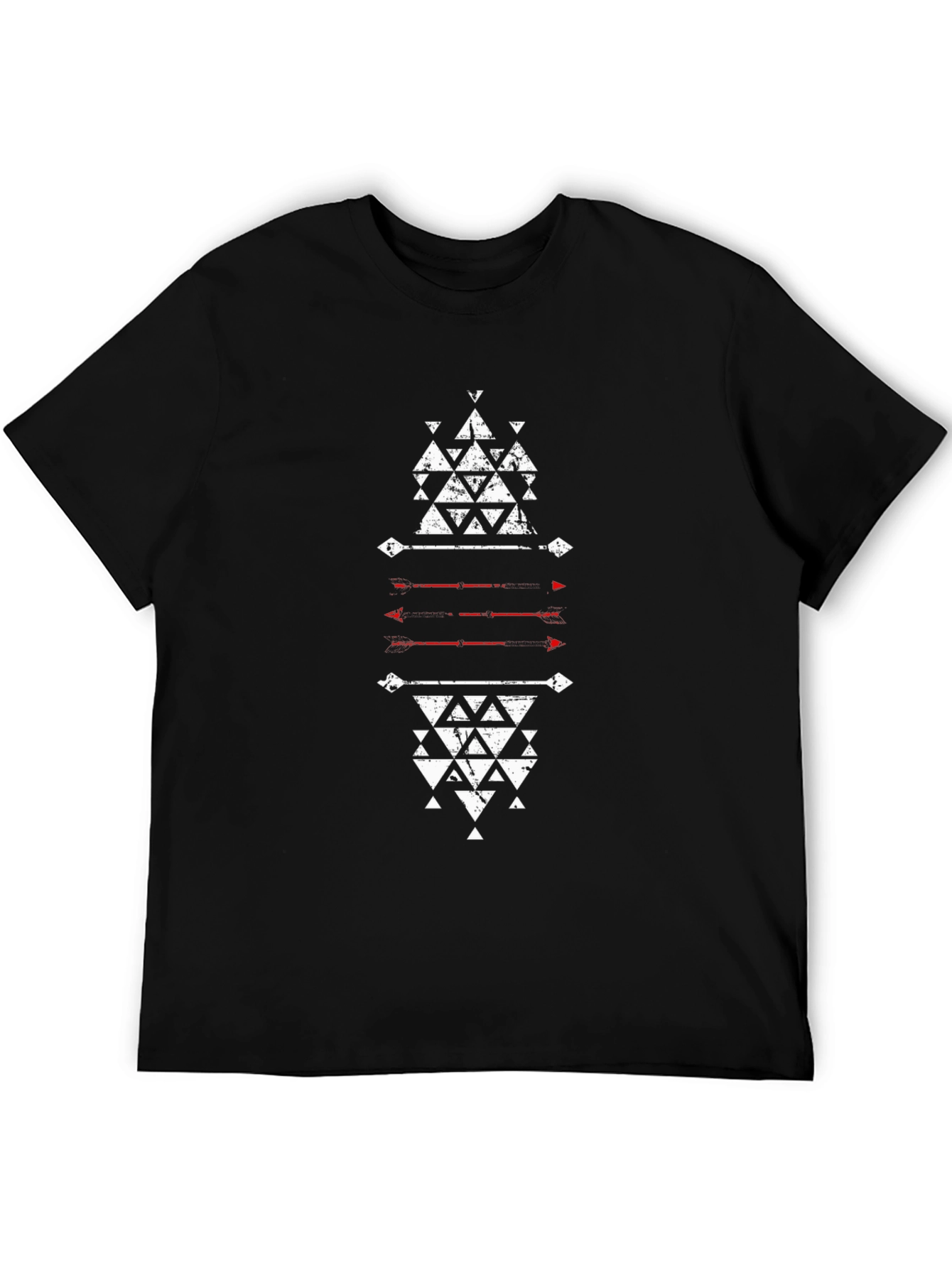 Black Geometric Triangle Graphic Black T-Shirt view 5