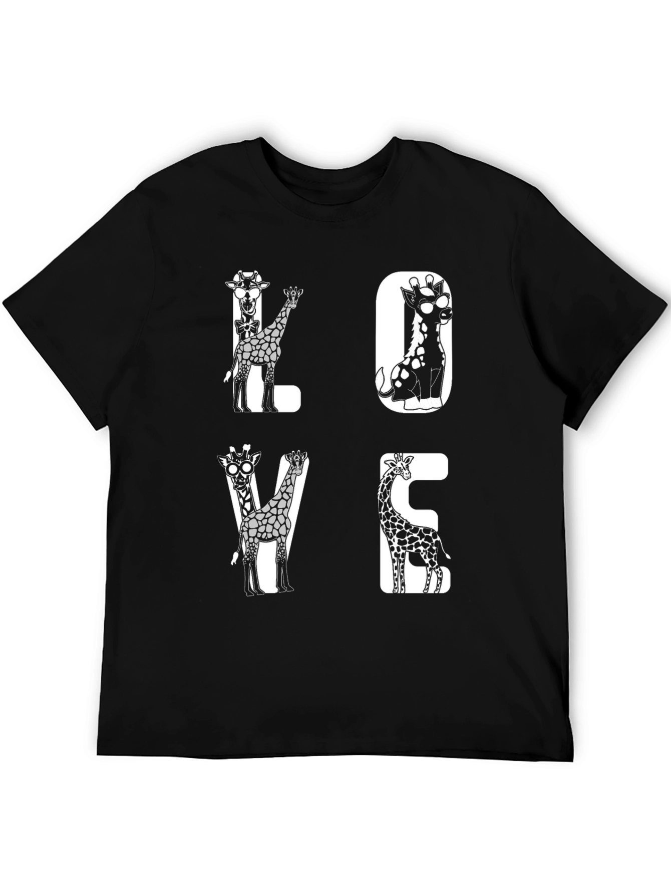 Black Giraffe LOVE Graphic Tee - Unique Animal Print Shirt view 5