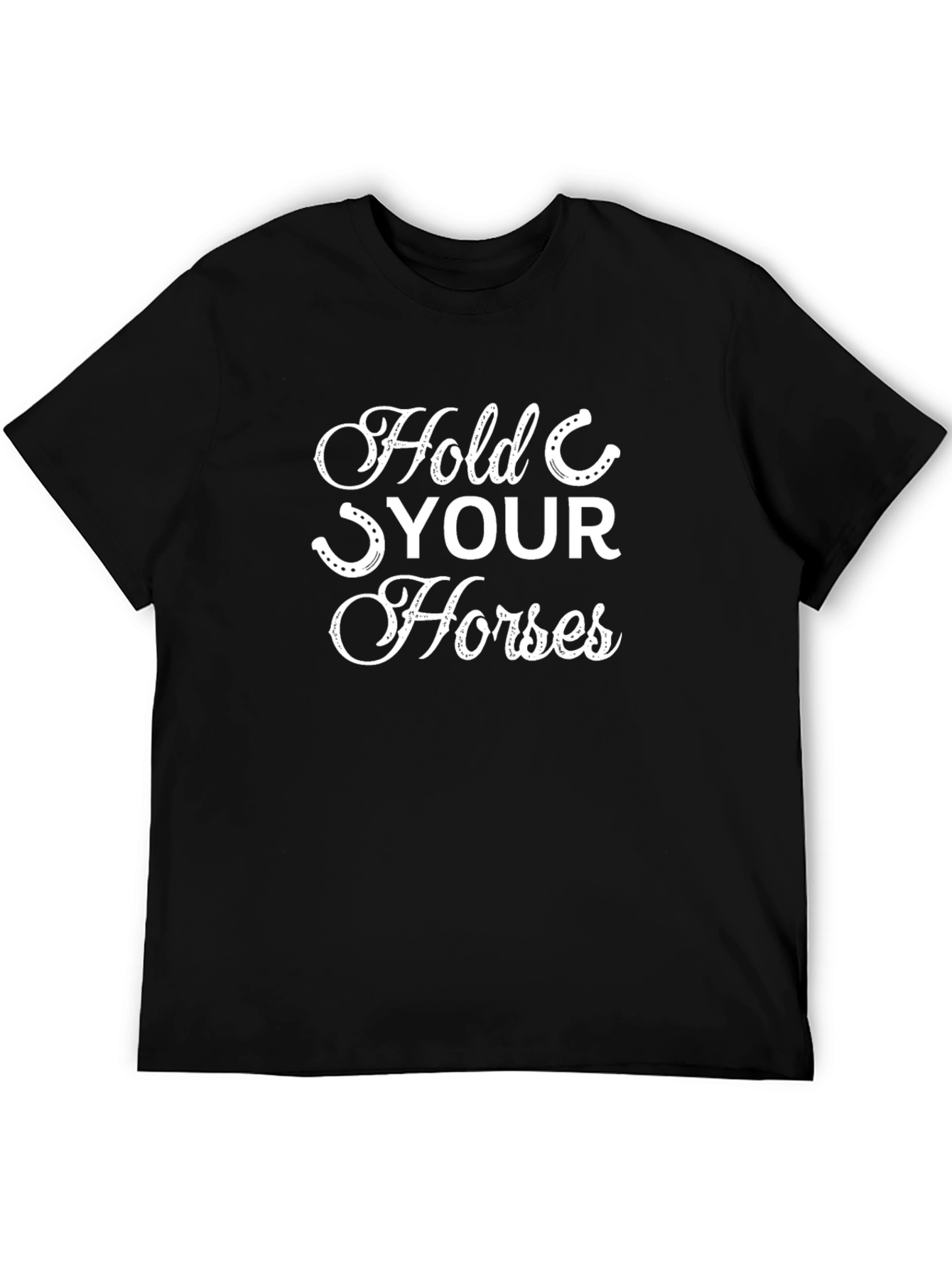 Black Hold Your Horses Graphic Tee - Black Cotton T-Shirt view 5