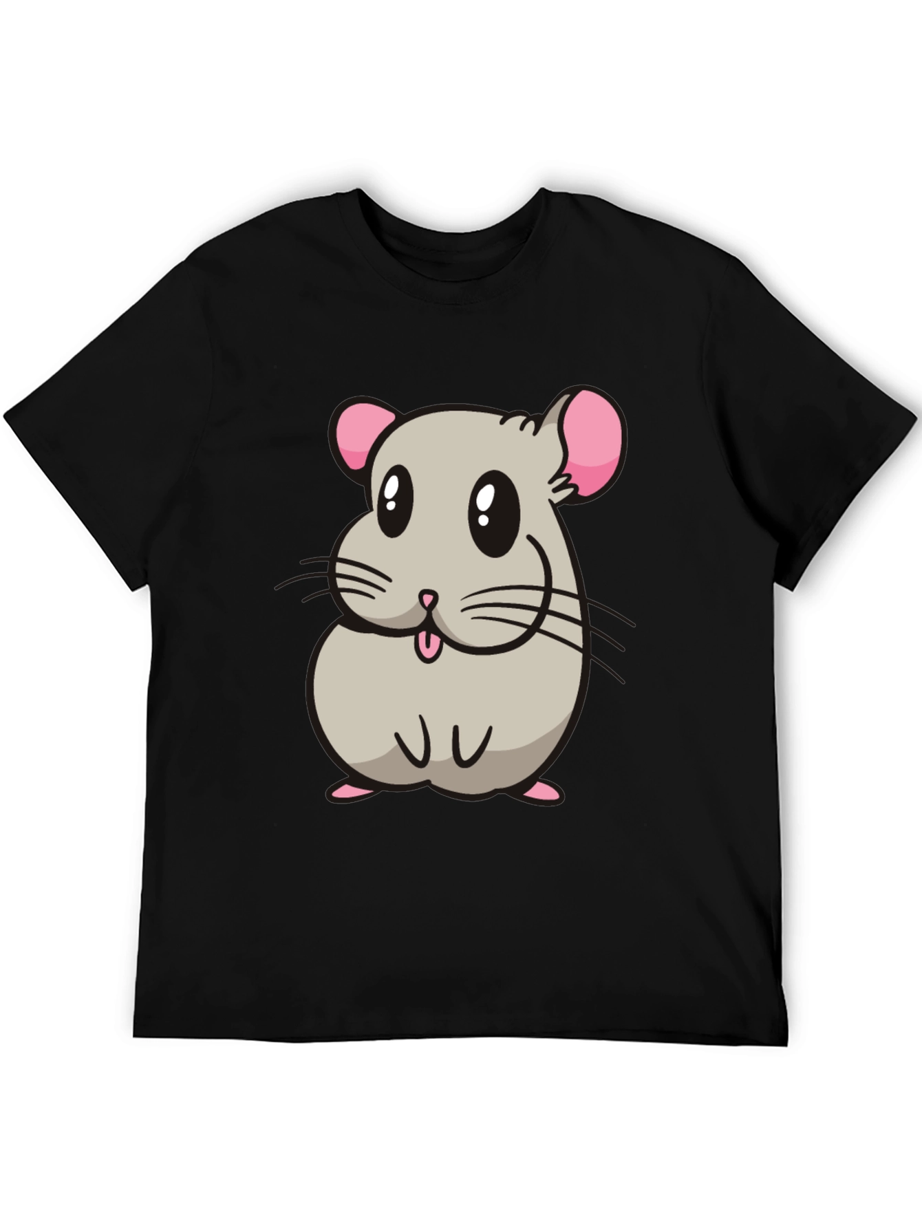 Black Cute Hamster Cartoon Graphic T-Shirt view 5