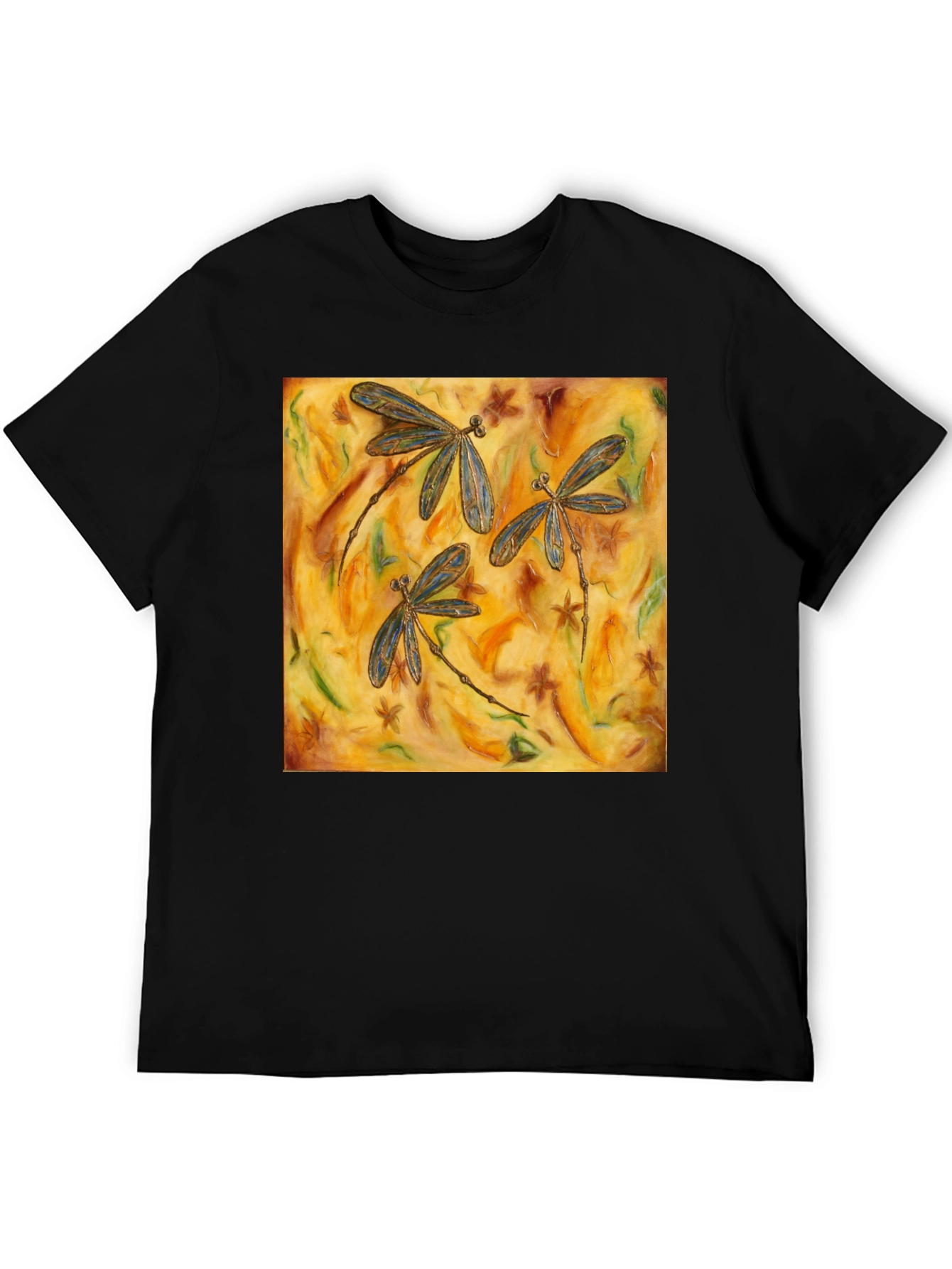 Black Dragonfly Art Print Black T-Shirt view 5