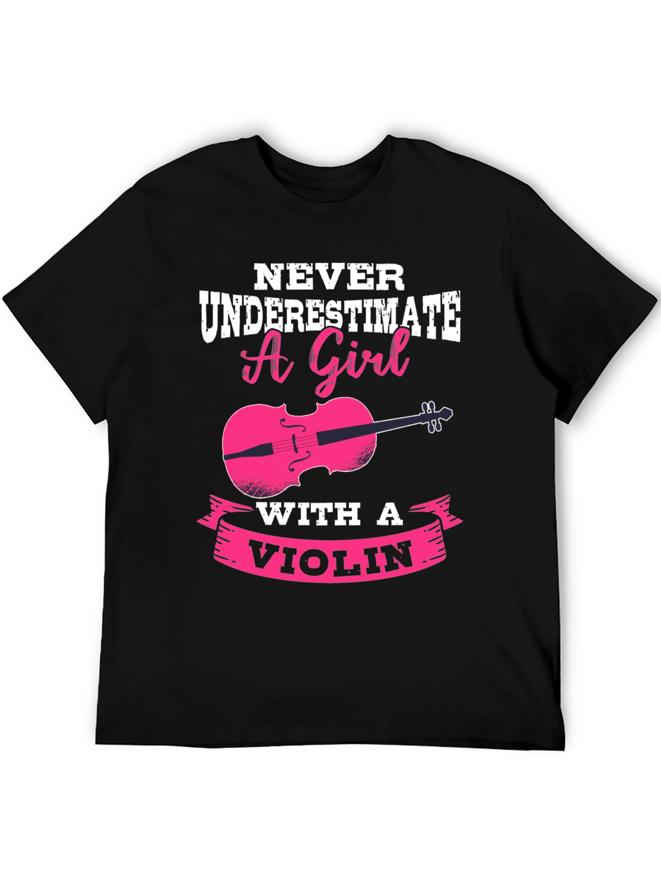 Black Never Underestimate a Girl with a Violin T-Shirt view 5