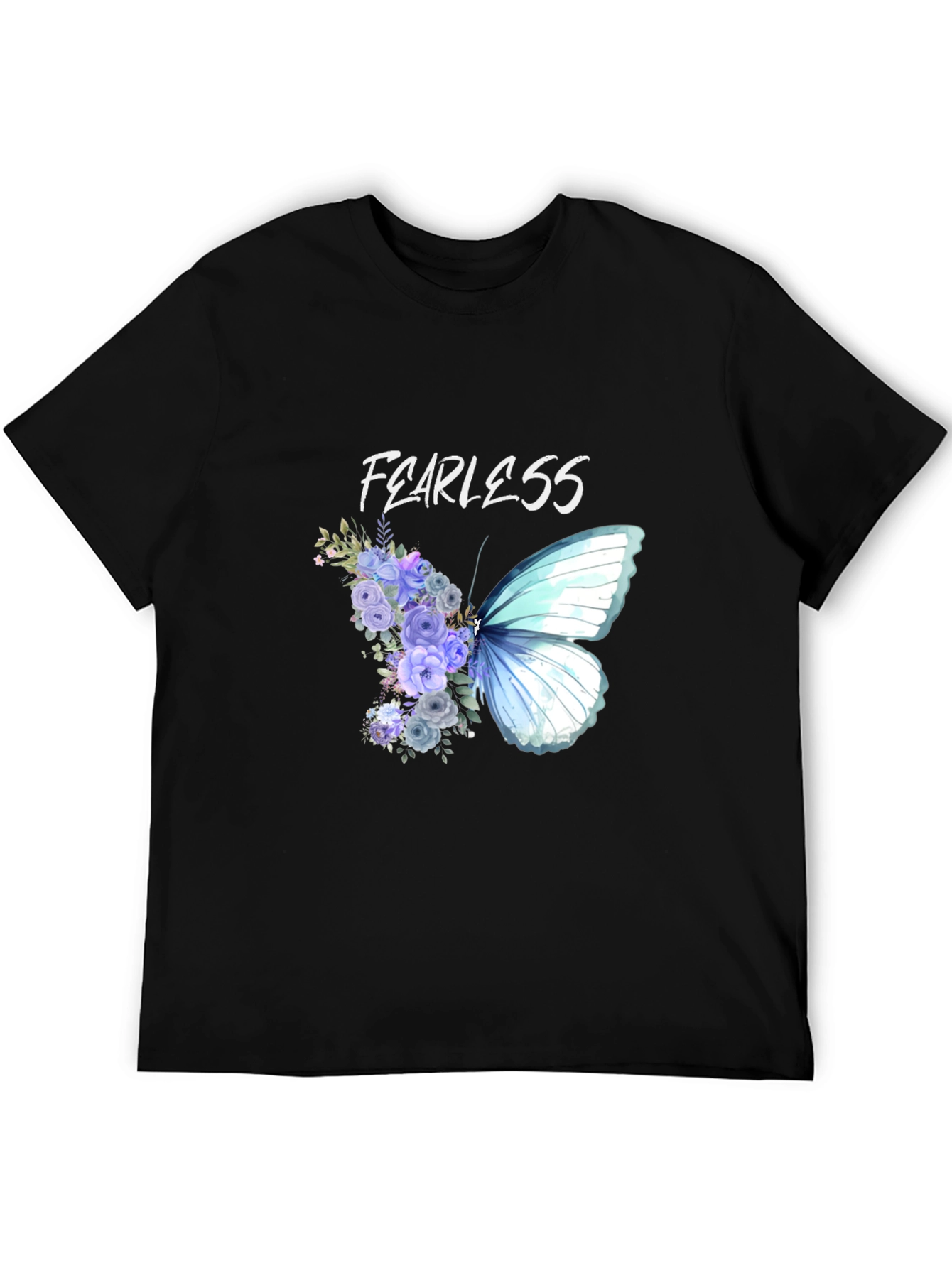 Black Fearless Butterfly Floral Graphic Tee - Unisex view 5