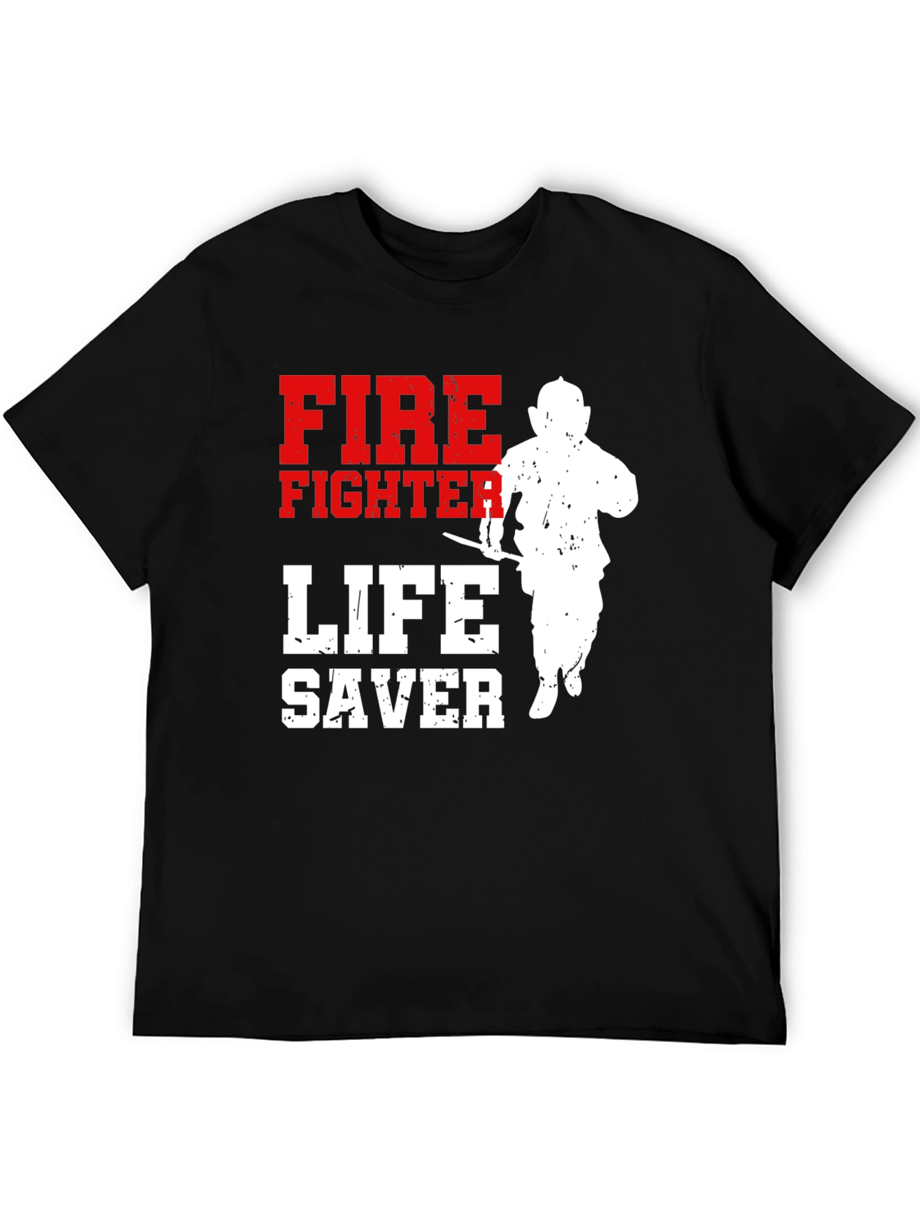 Black Firefighter Lifesaver Graphic T-Shirt view 5