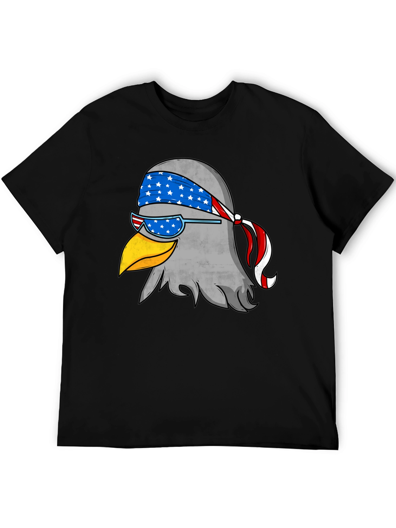 Black Patriotic Eagle Graphic Tee - Black Cotton T-Shirt view 5