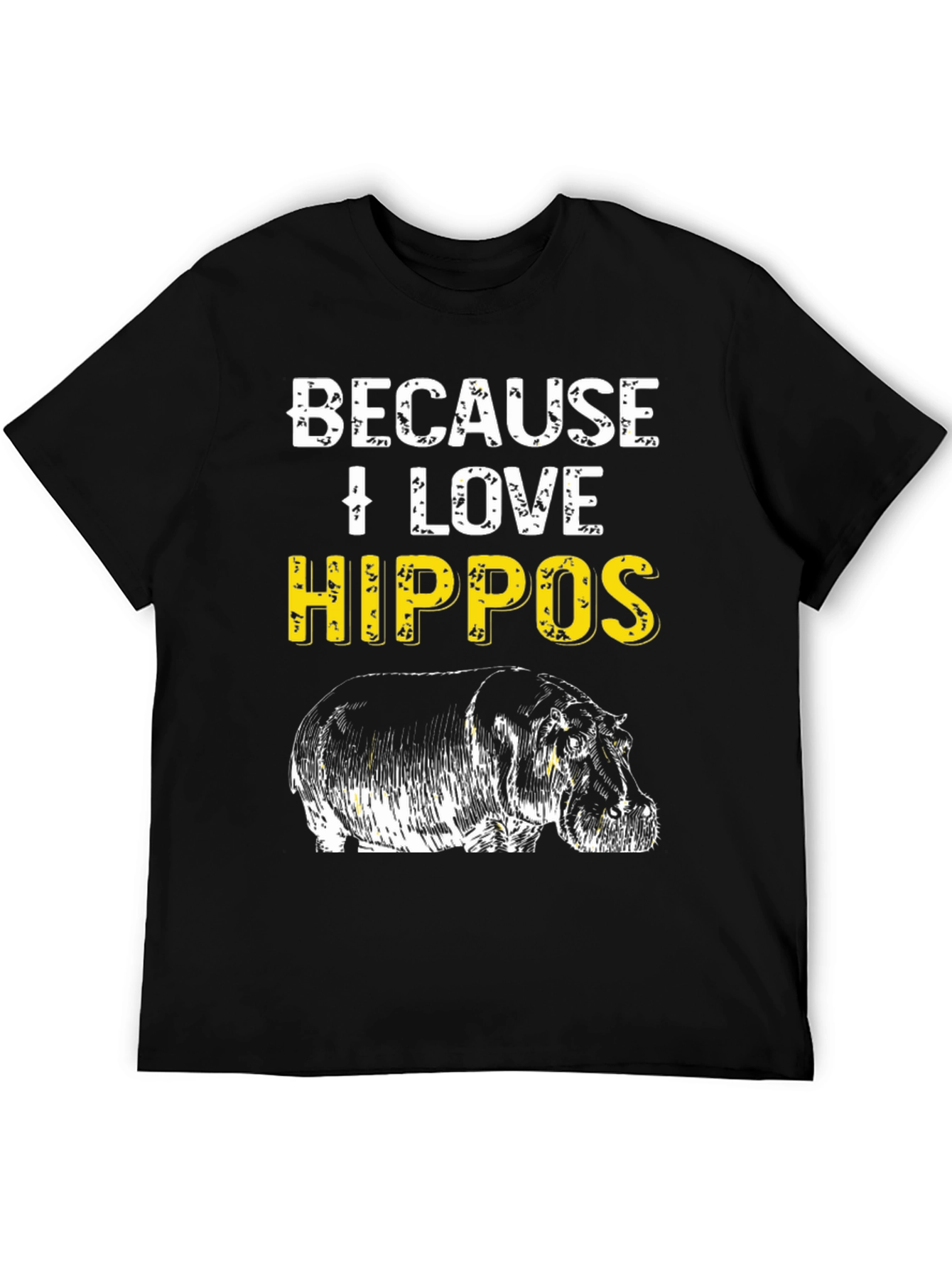 Black Because I Love Hippos T-Shirt - Animal Lover Tee view 5
