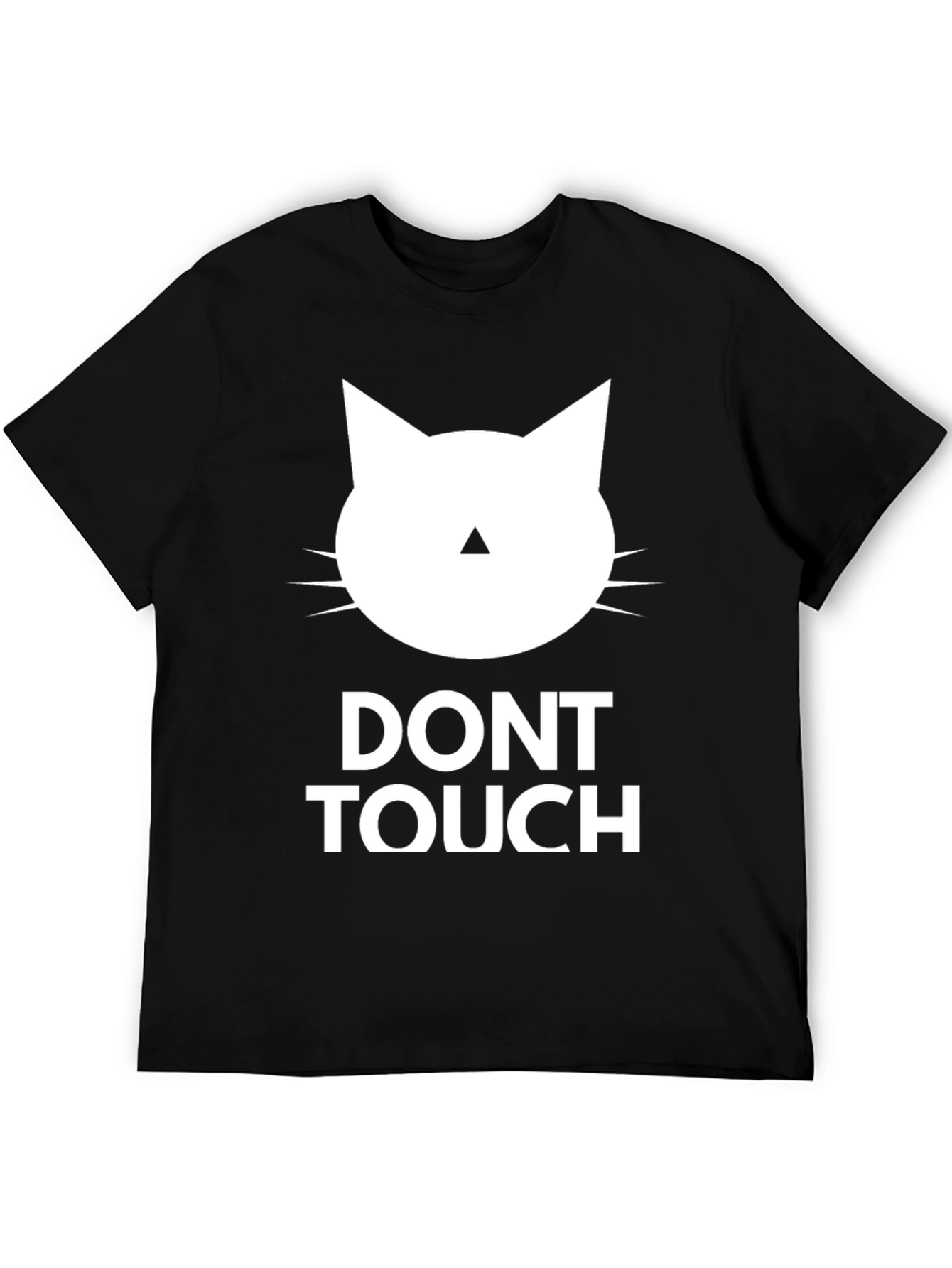 Black Don't Touch Cat Graphic Tee - Black Crew Neck view 5