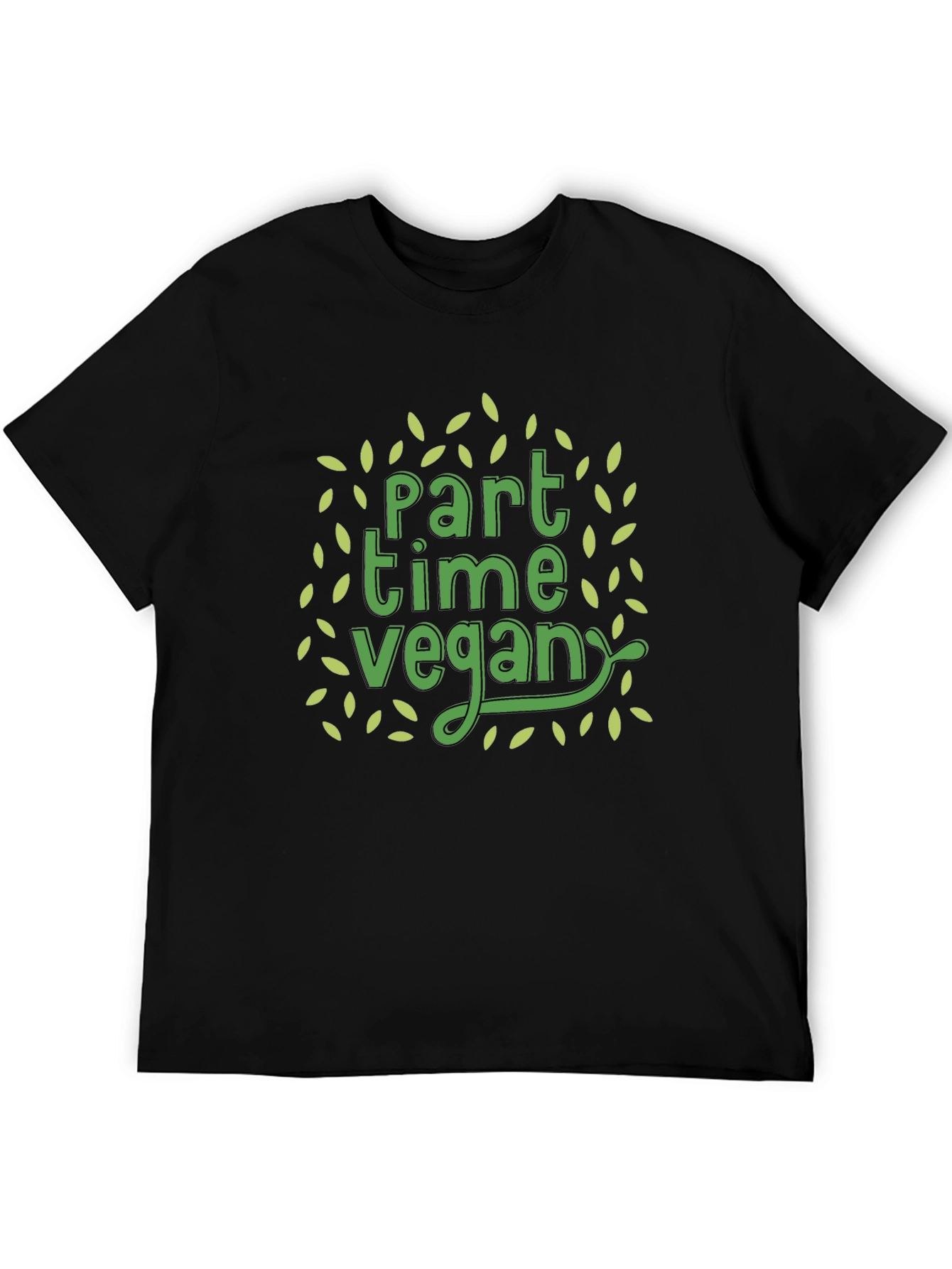 Black Part Time Vegan Graphic Tee - Black Casual Shirt view 5