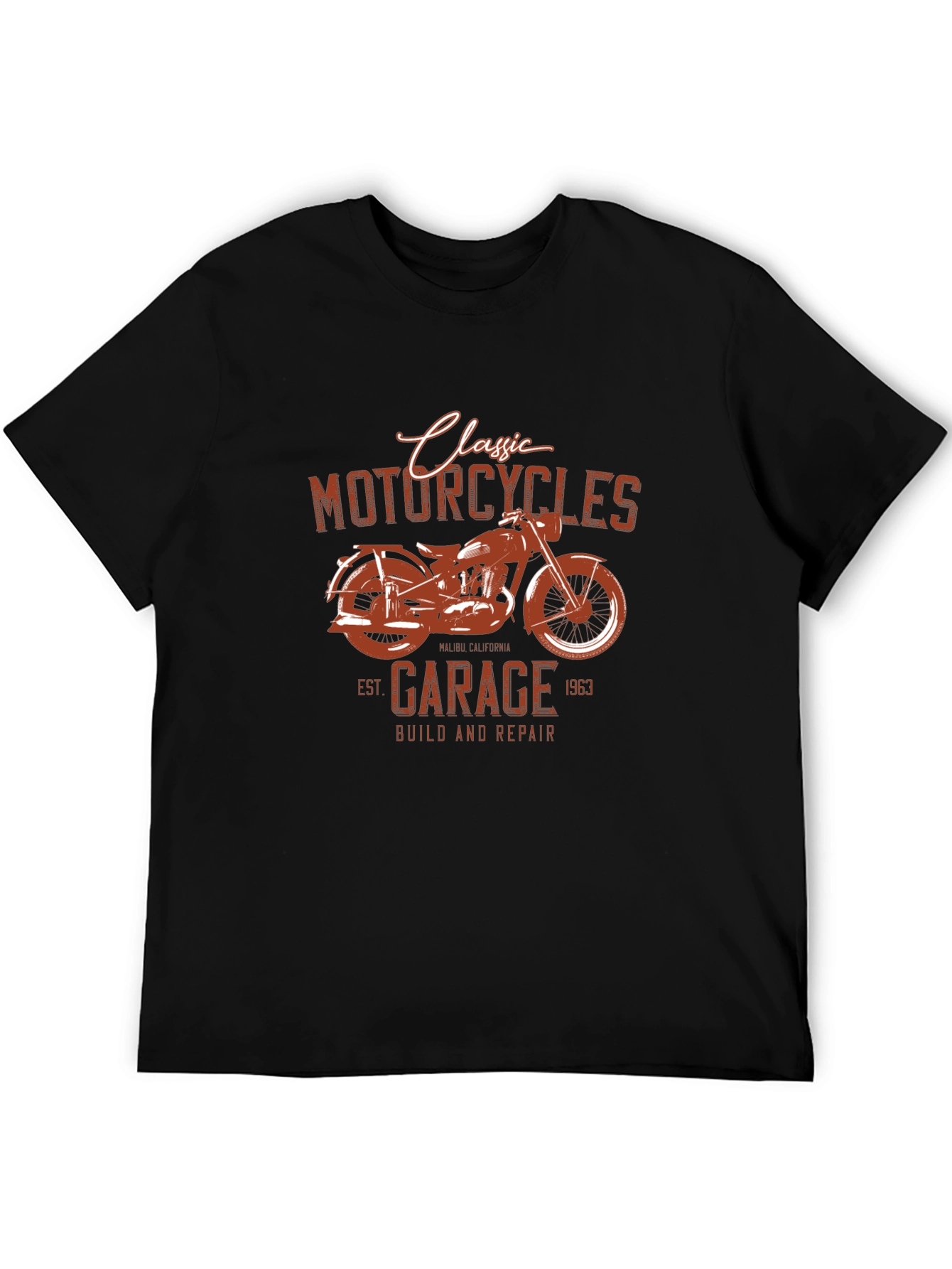 Black Classic Motorcycle Garage T-Shirt view 5