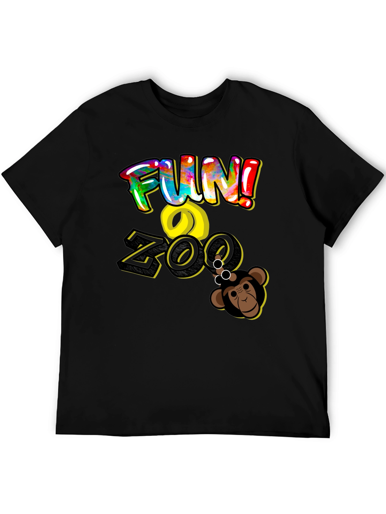 Black Fun Zoo Monkey Graphic Tee - Black Cotton view 5