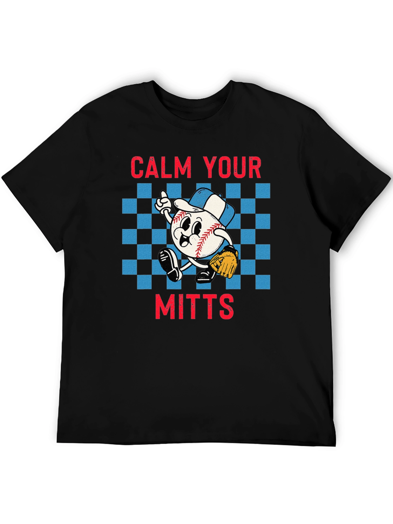 Black Calm Your Mitts Baseball Graphic T-Shirt view 5