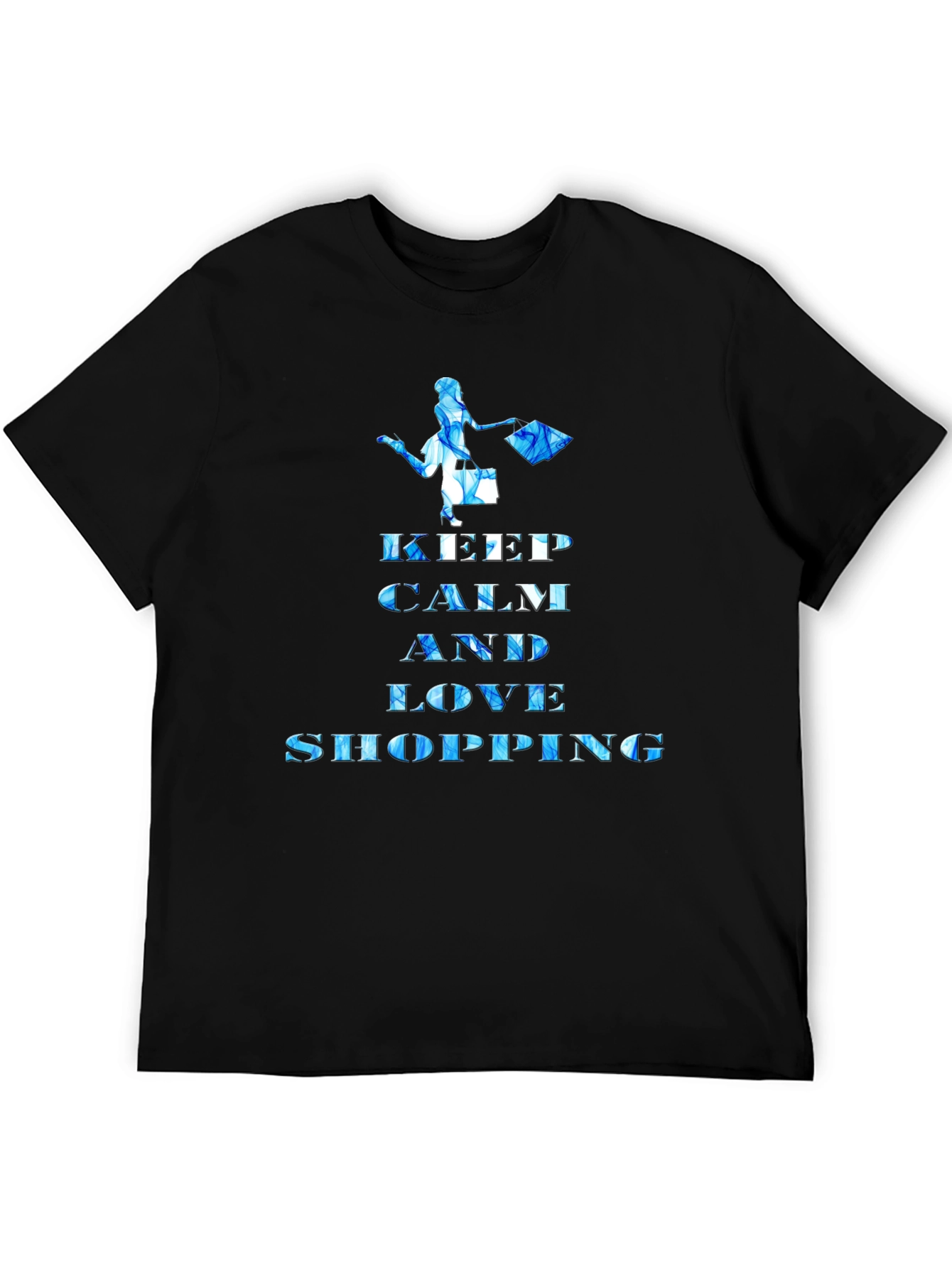 Keep Calm and Love Shopping Black T-Shirt - 5