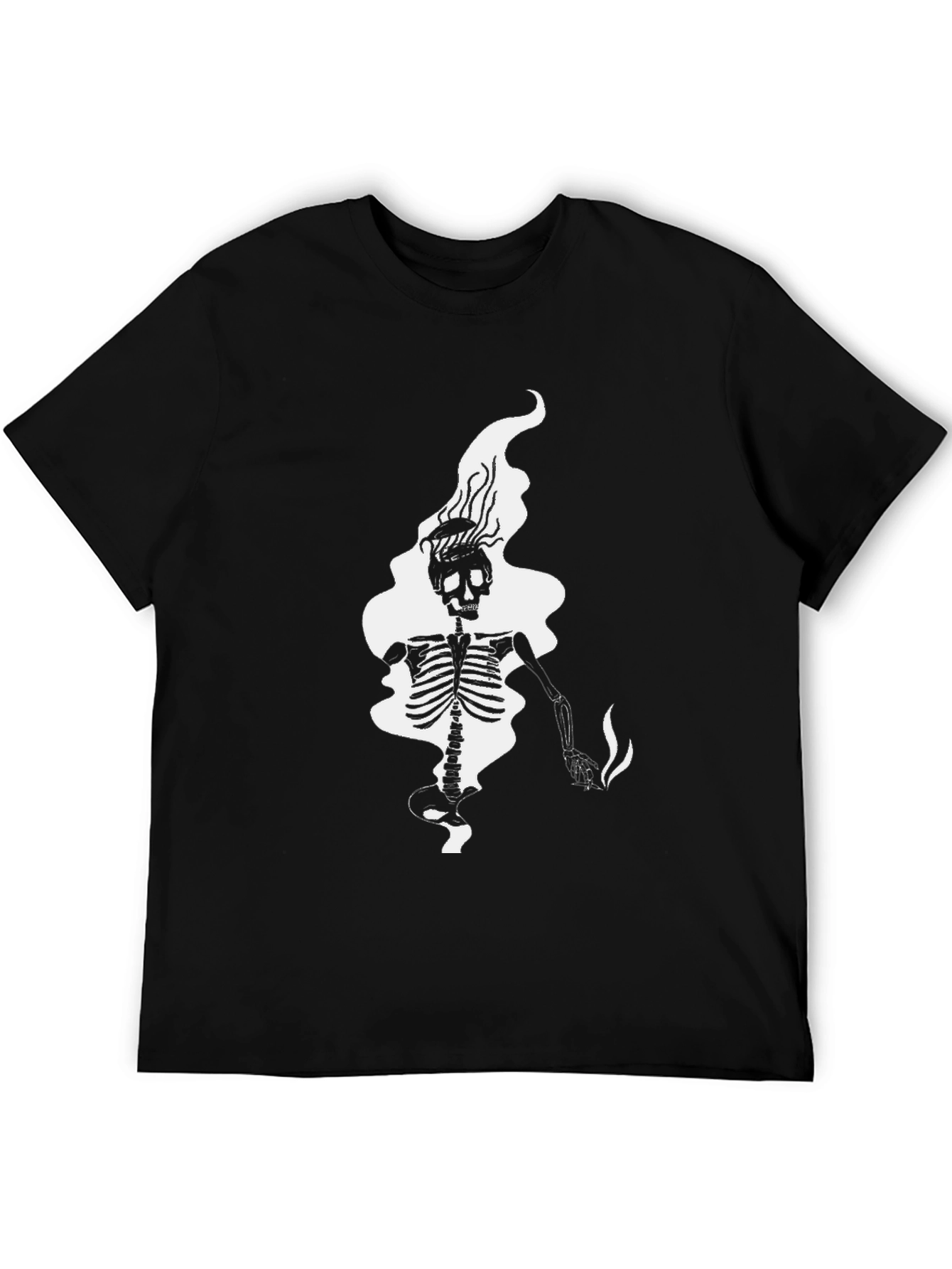 Black Skeleton Smoke Graphic Tee - Black Cotton Blend view 5
