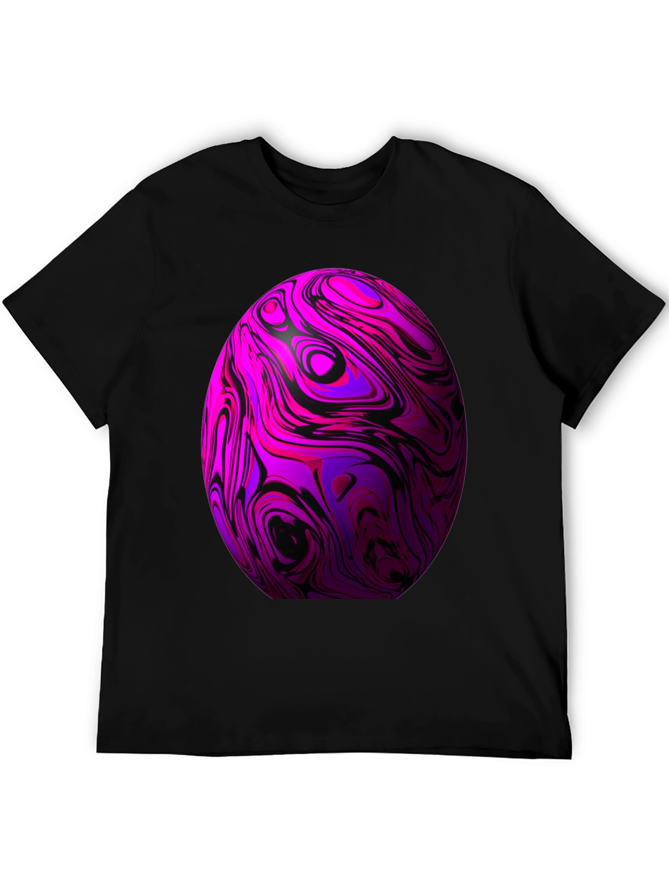 Black Abstract Swirl Sphere Graphic Tee view 5