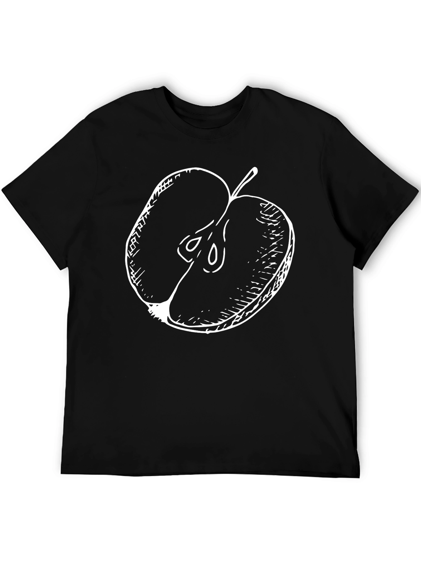 Black Apple Graphic Black Tee - Modern Fruit Design view 5