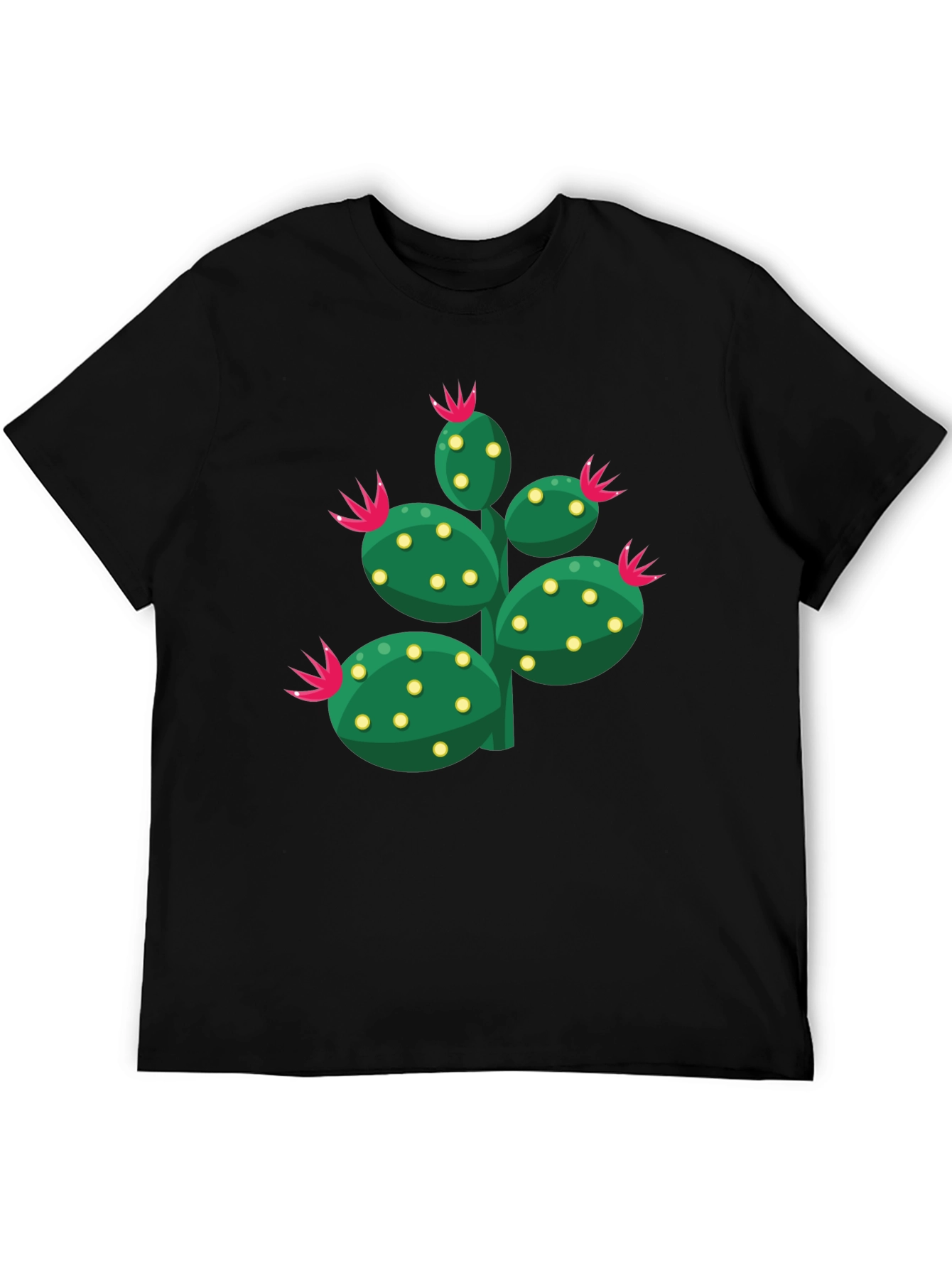 Black Cactus Graphic Print Crew Neck T-Shirt view 5