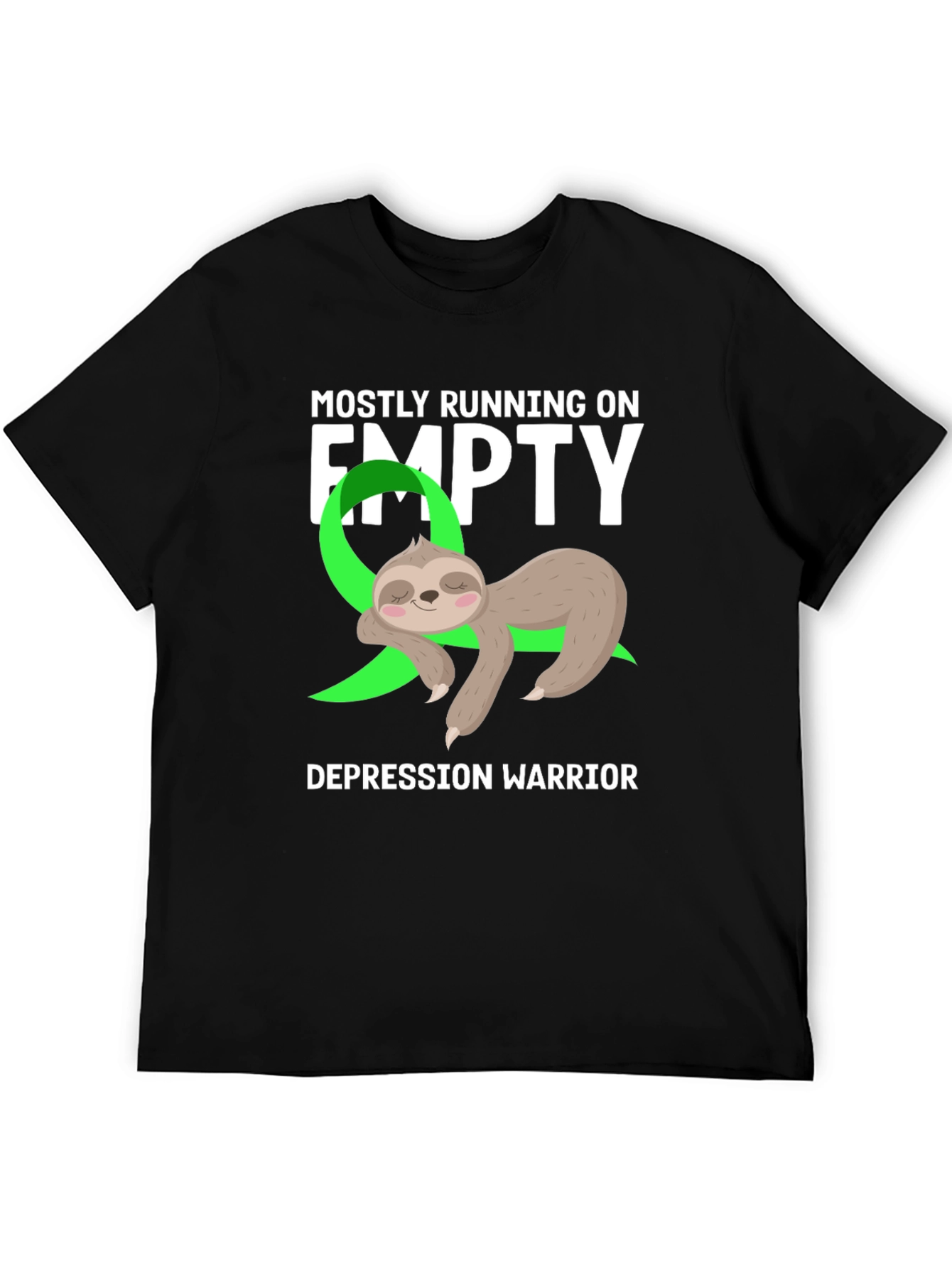 Black Mostly Running on Empty Depression Warrior Sloth Tee view 5