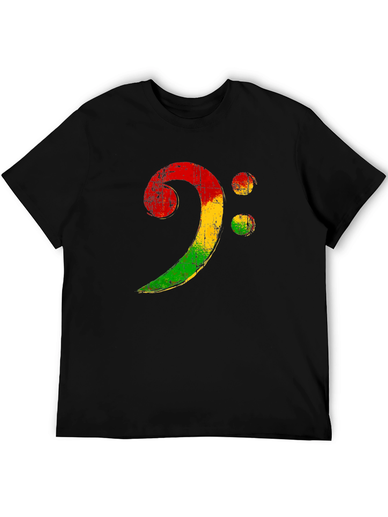 Black Rasta Bass Clef Graphic Tee - Reggae Music Shirt view 5