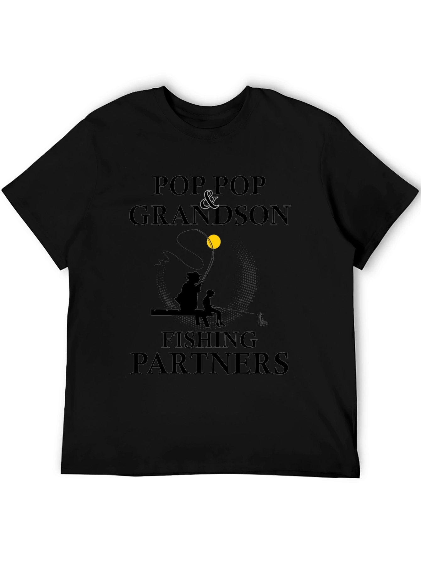 Black Pop Pop & Grandson Fishing Partners Black T-Shirt view 5
