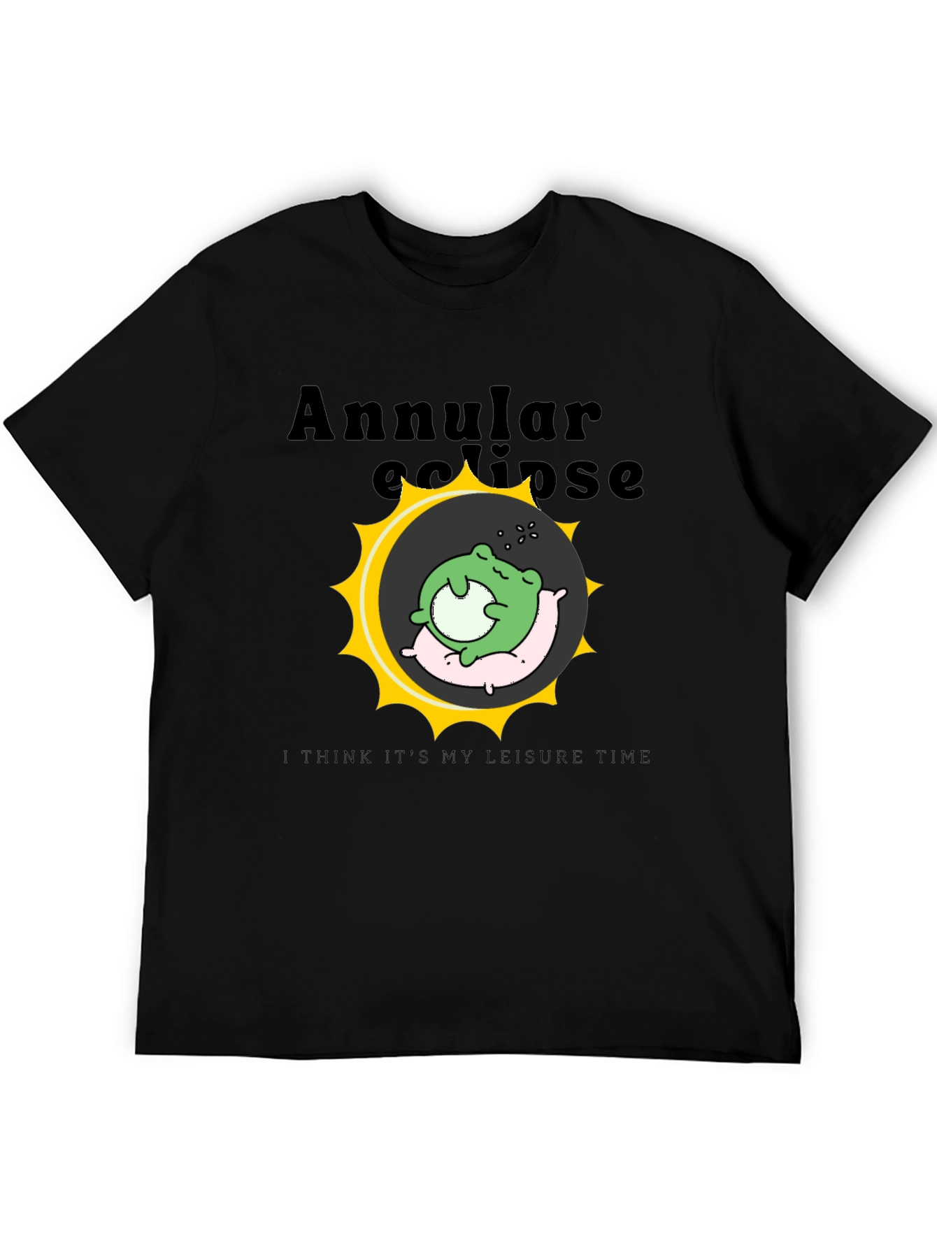Black Annular Eclipse Frog Leisure Time T-Shirt view 5
