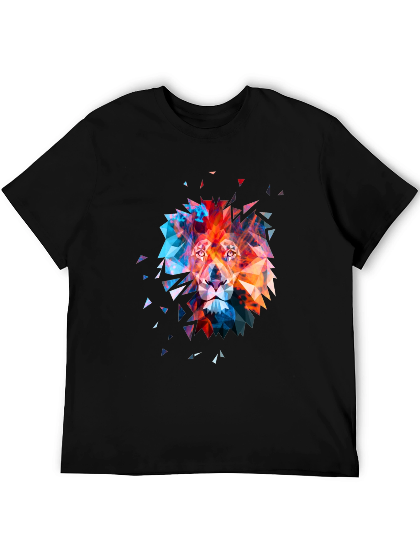 Black Geometric Lion Graphic Tee - Modern Art T-Shirt view 5