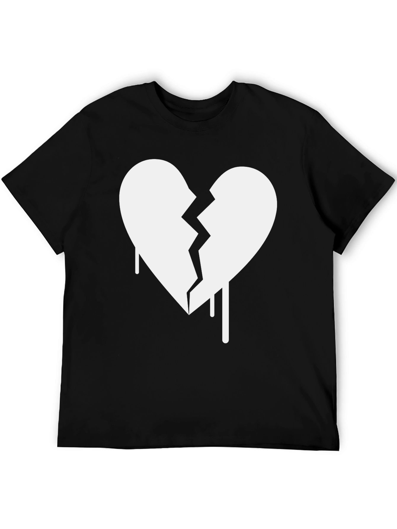 Black Broken Heart Graphic T-Shirt - Trendy Crew Neck Tee view 5