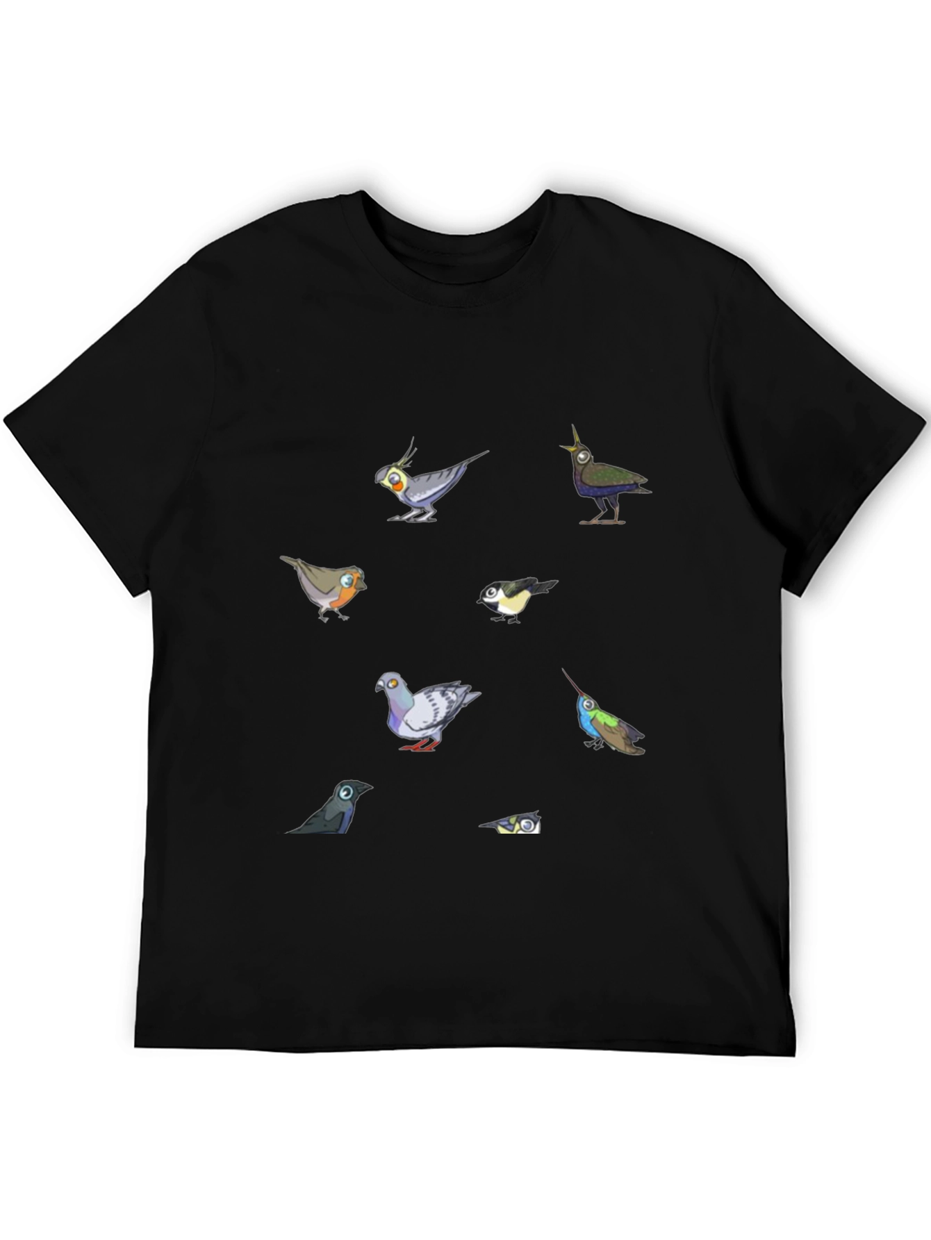 Black Birds Graphic T-Shirt, Black Cotton Tee view 5