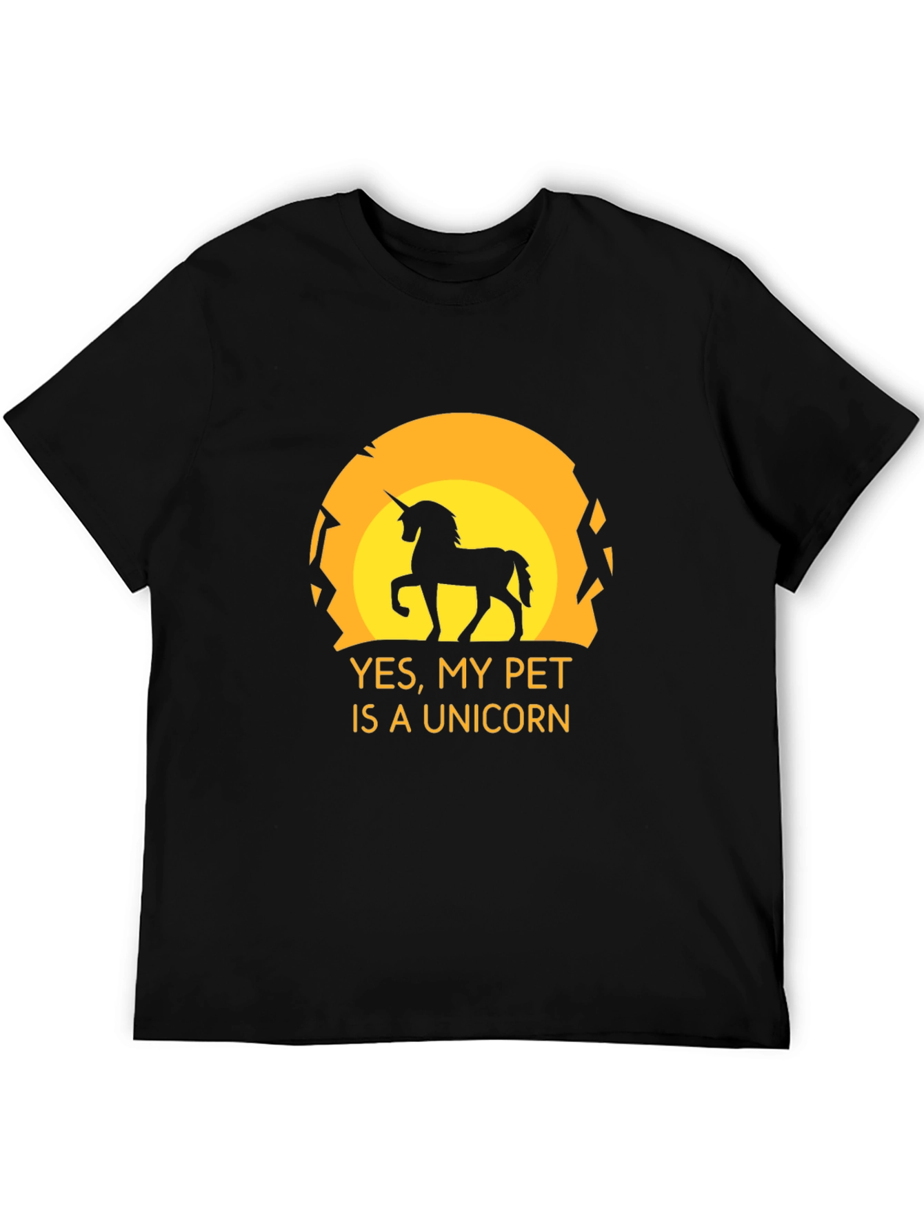 Black Unicorn Pet Graphic Tee - Black Novelty T-Shirt view 5