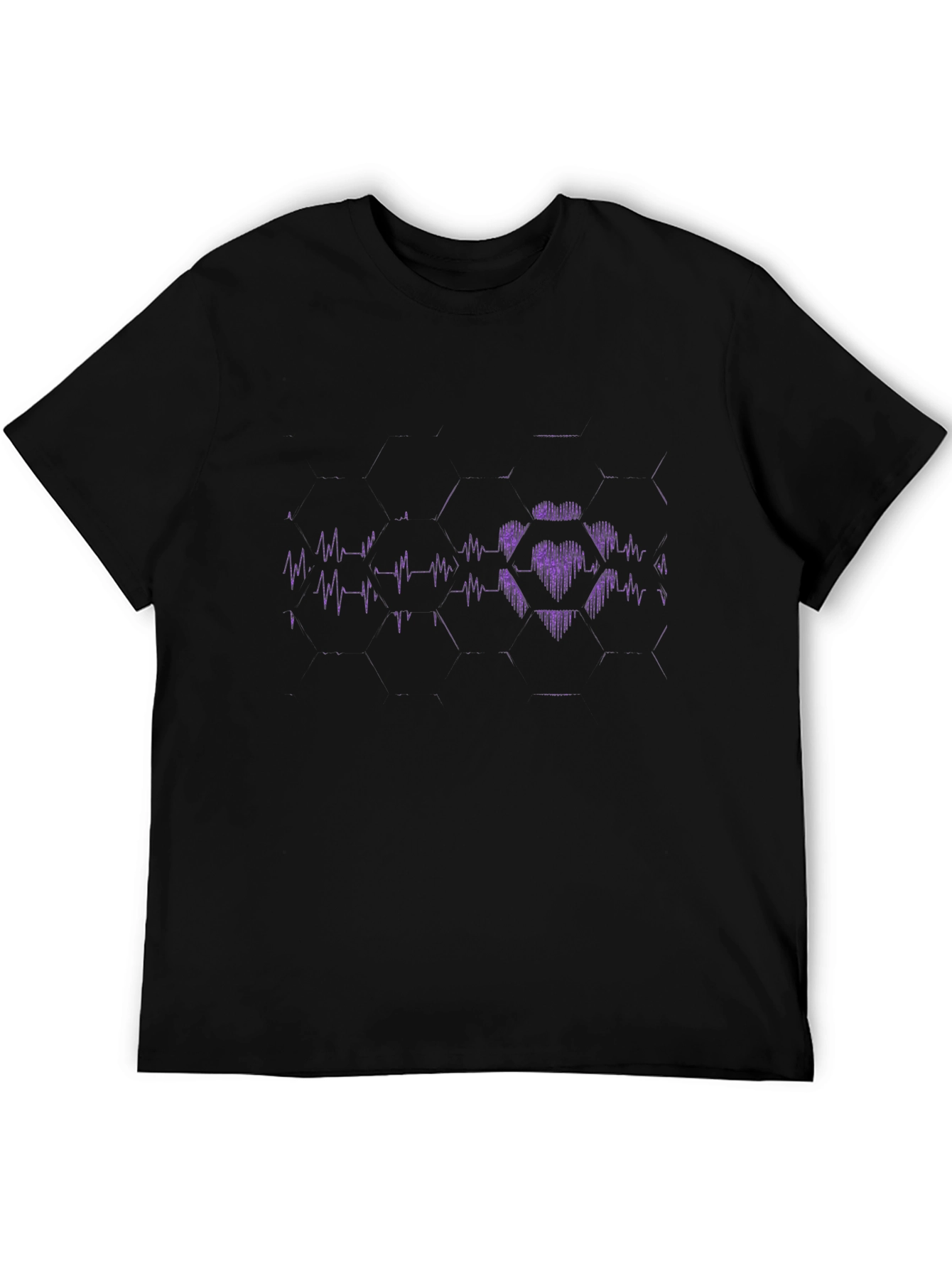 Black Heartbeat Hex T-Shirt - Stylish Graphic Tee view 5