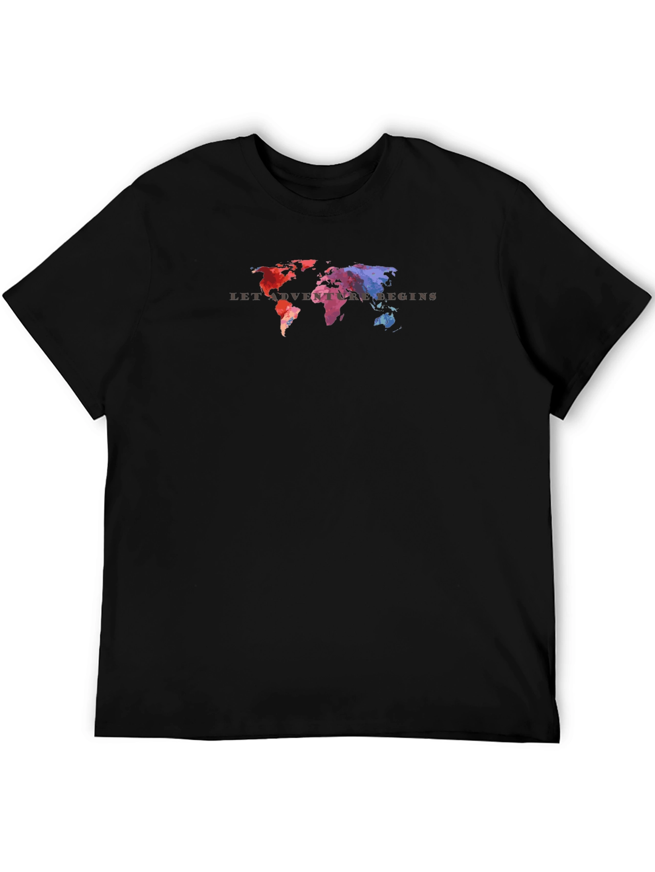 Black Colorful World Map Adventure T-Shirt view 5