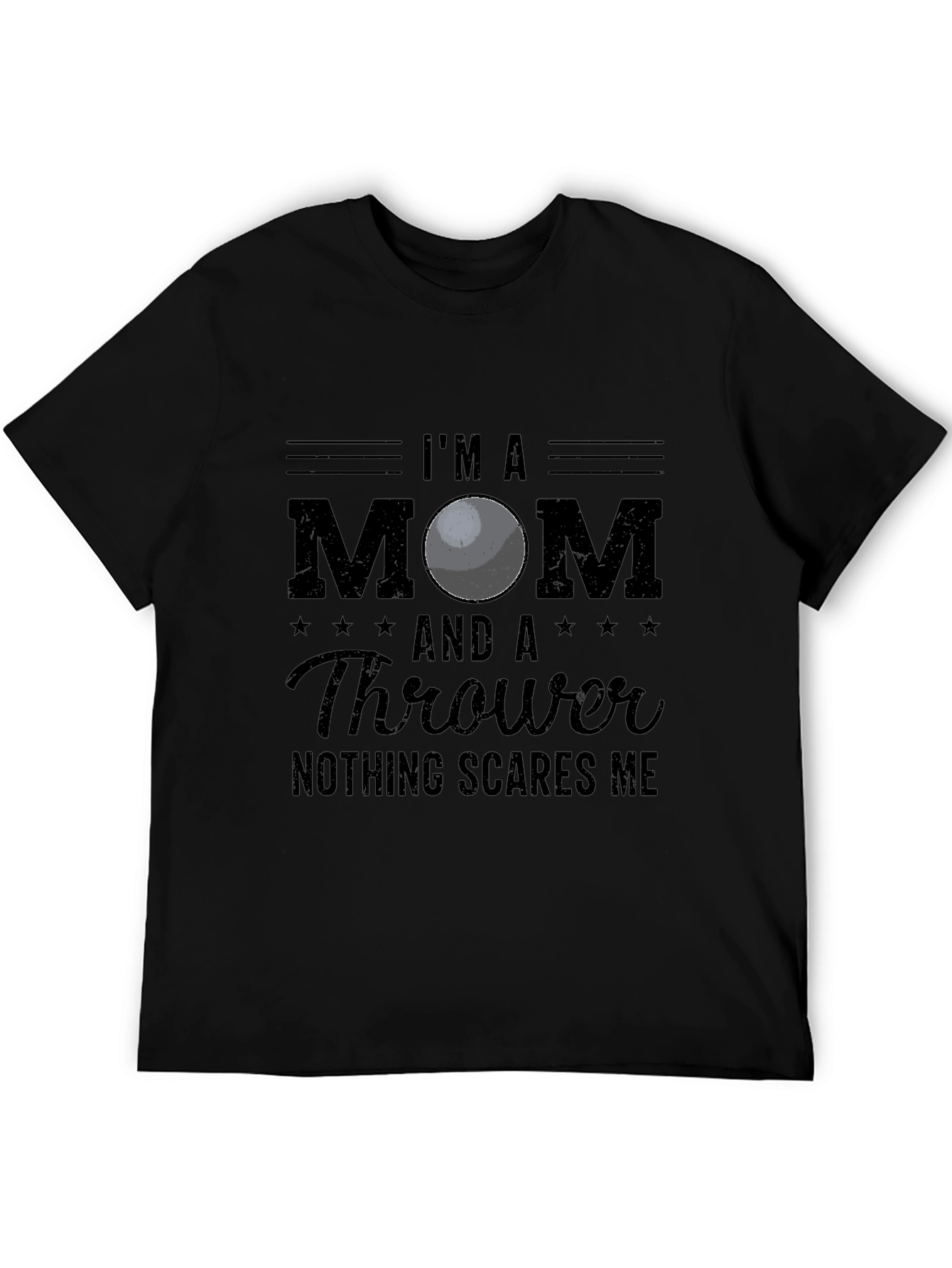 Black I'm a Mom & Thrower T-Shirt view 5