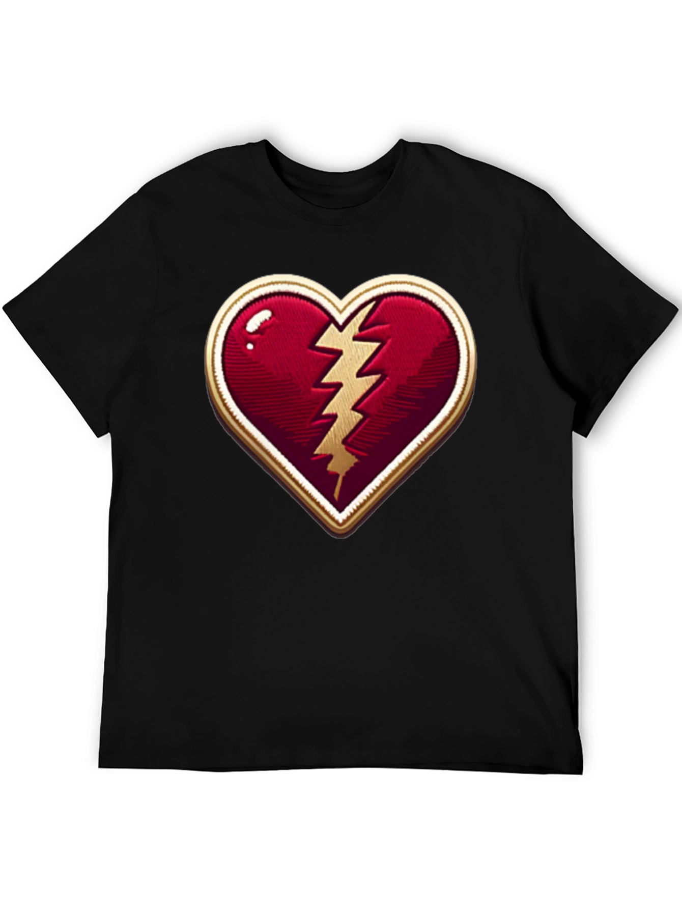 Black Broken Heart Lightning Bolt Graphic Tee - Stylish Comfort view 5