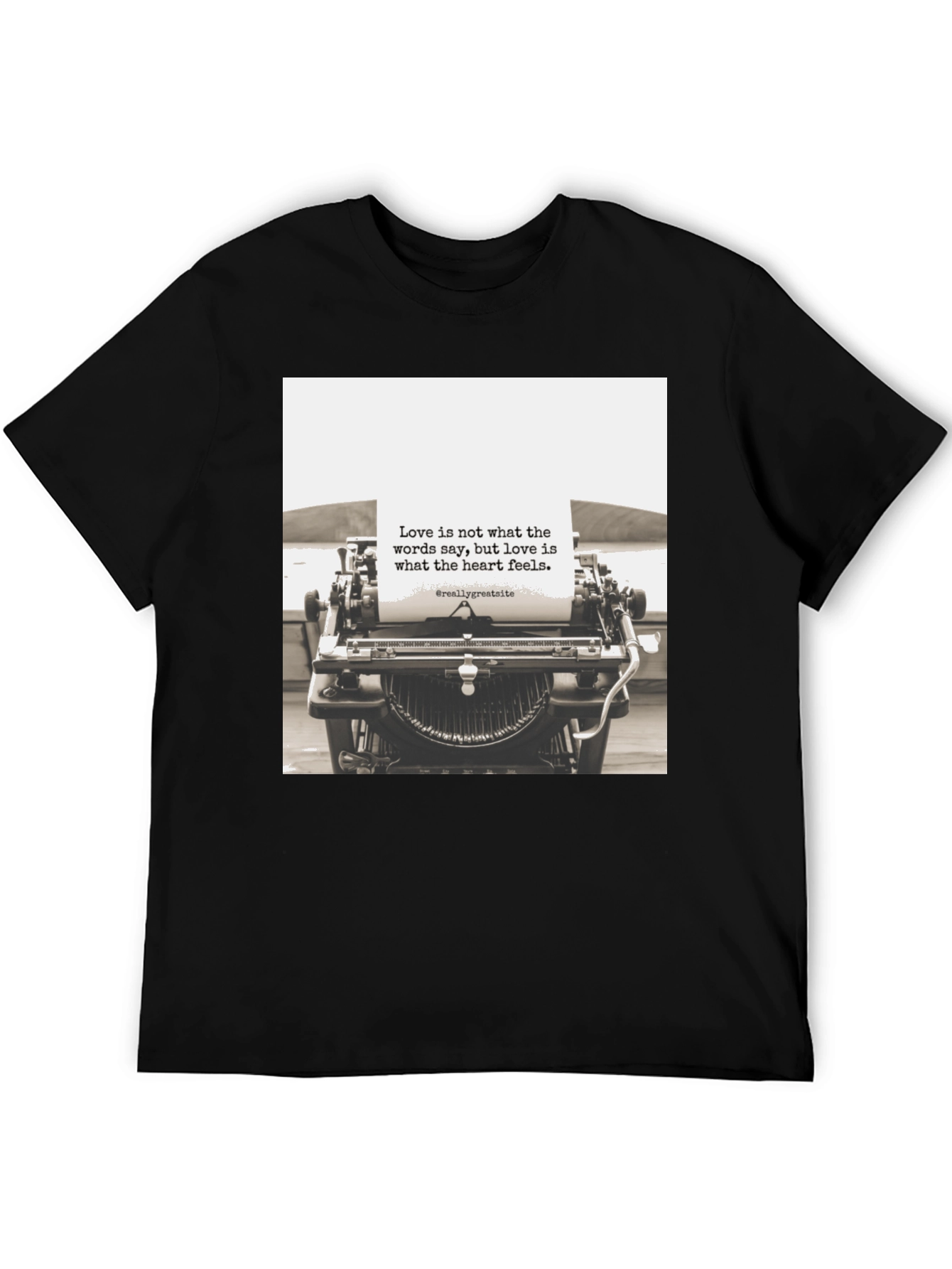 Black Love Quote Typewriter Graphic Tee - Unisex Black T-Shirt view 5