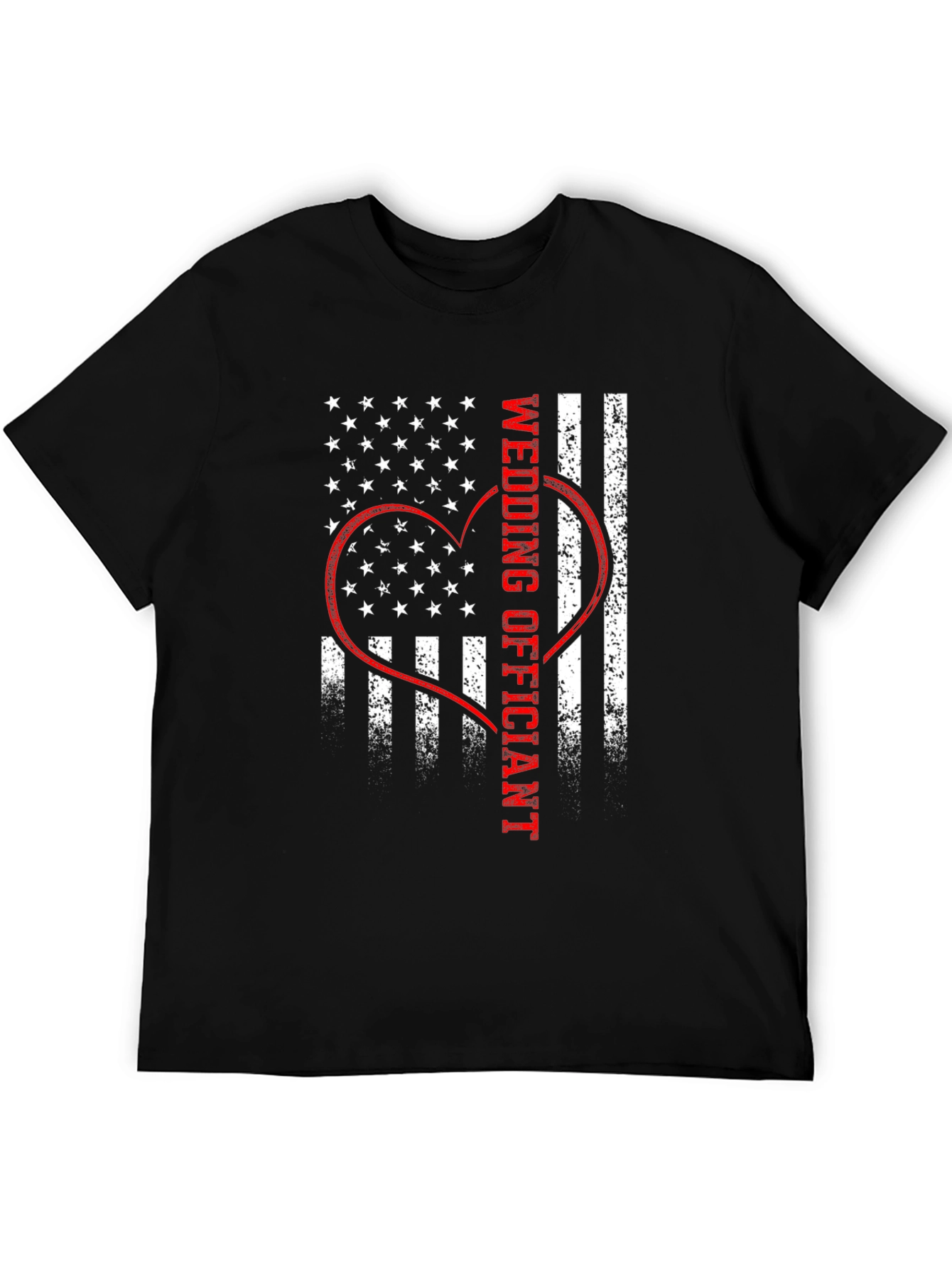Black Wedding Officiant American Flag Heart Graphic T-Shirt view 5