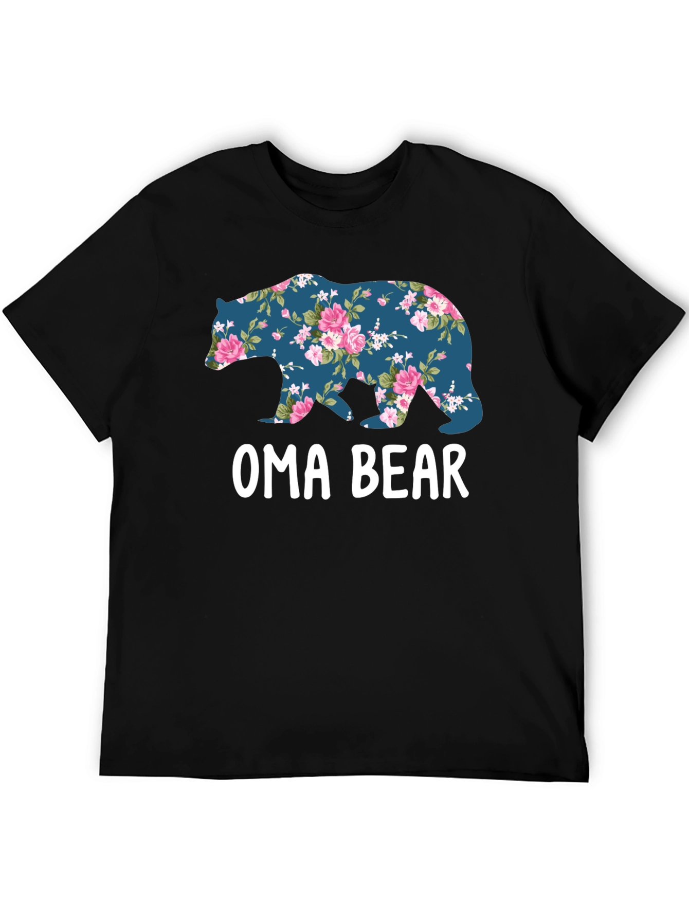 Black Oma Bear Floral Print T-Shirt view 5