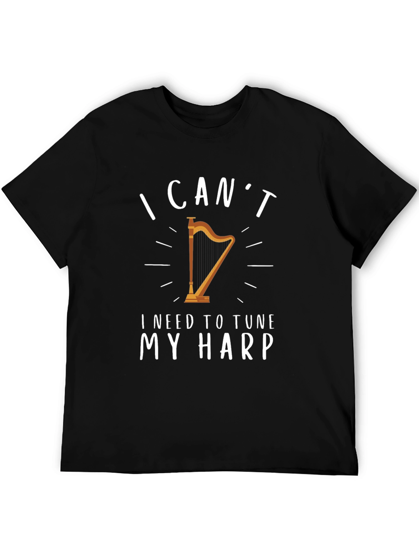 Black I Can't - I Need to Tune My Harp Graphic T-Shirt view 5
