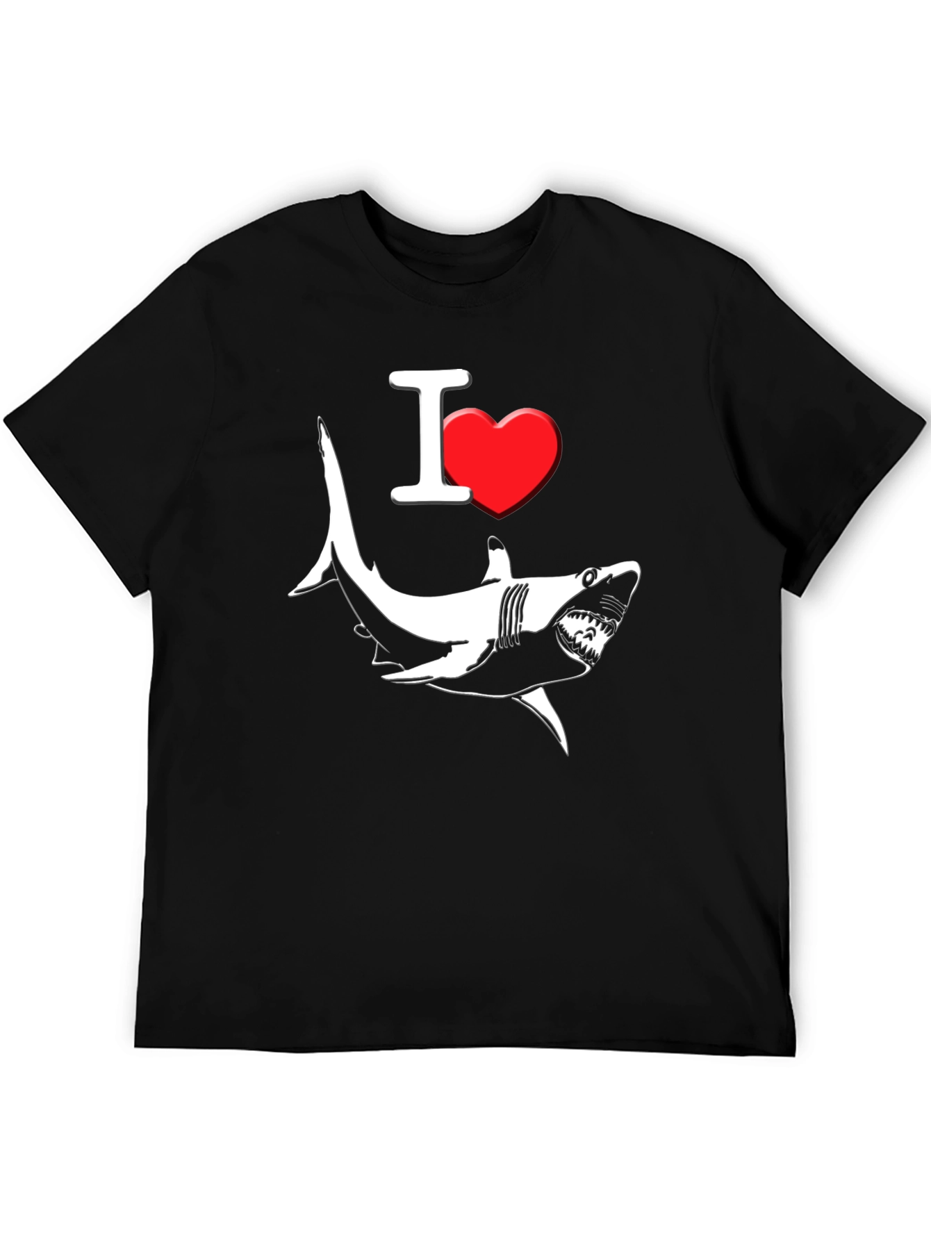 Black I Love Sharks Graphic T-Shirt view 5