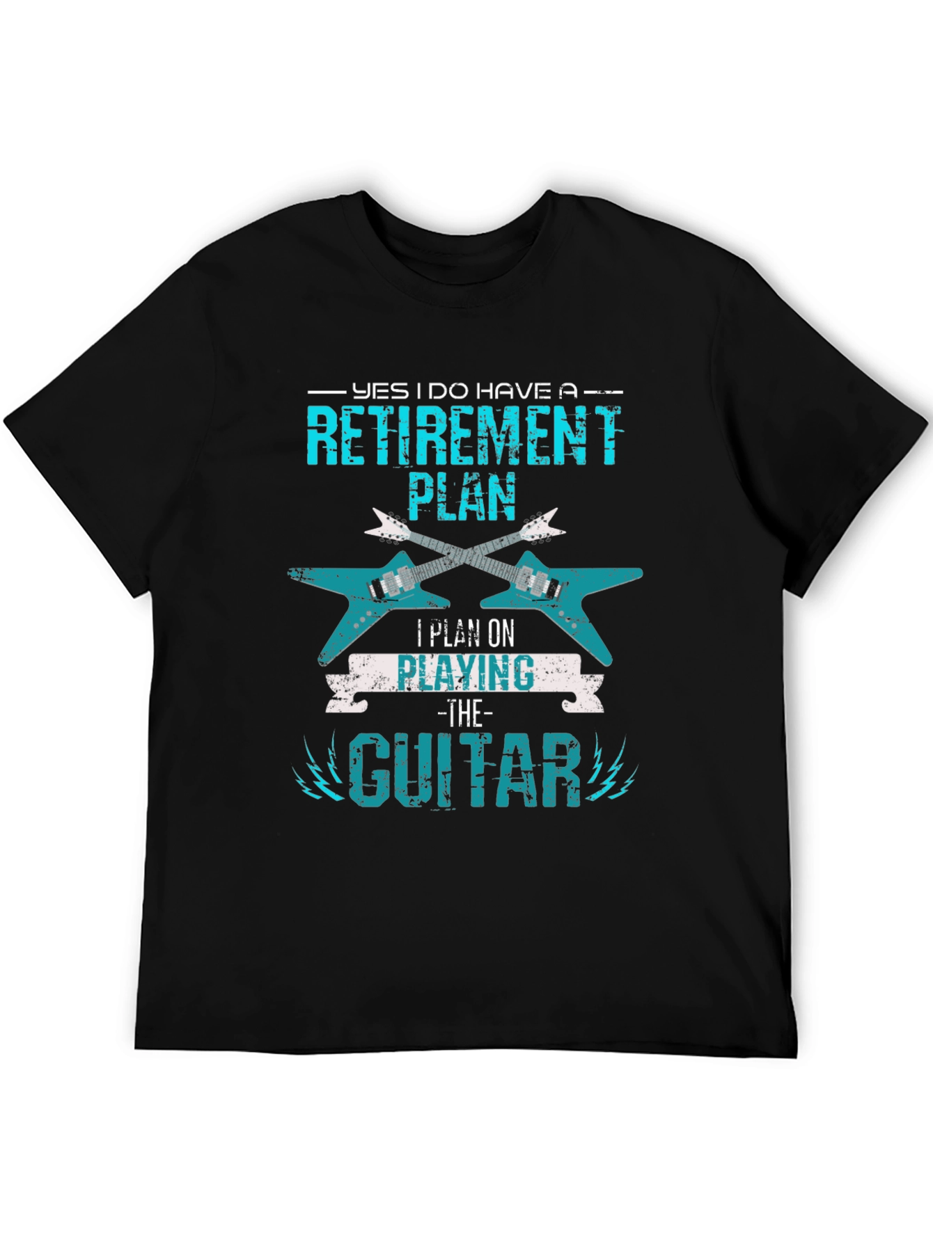 Black Retirement Guitar Player T-Shirt view 5